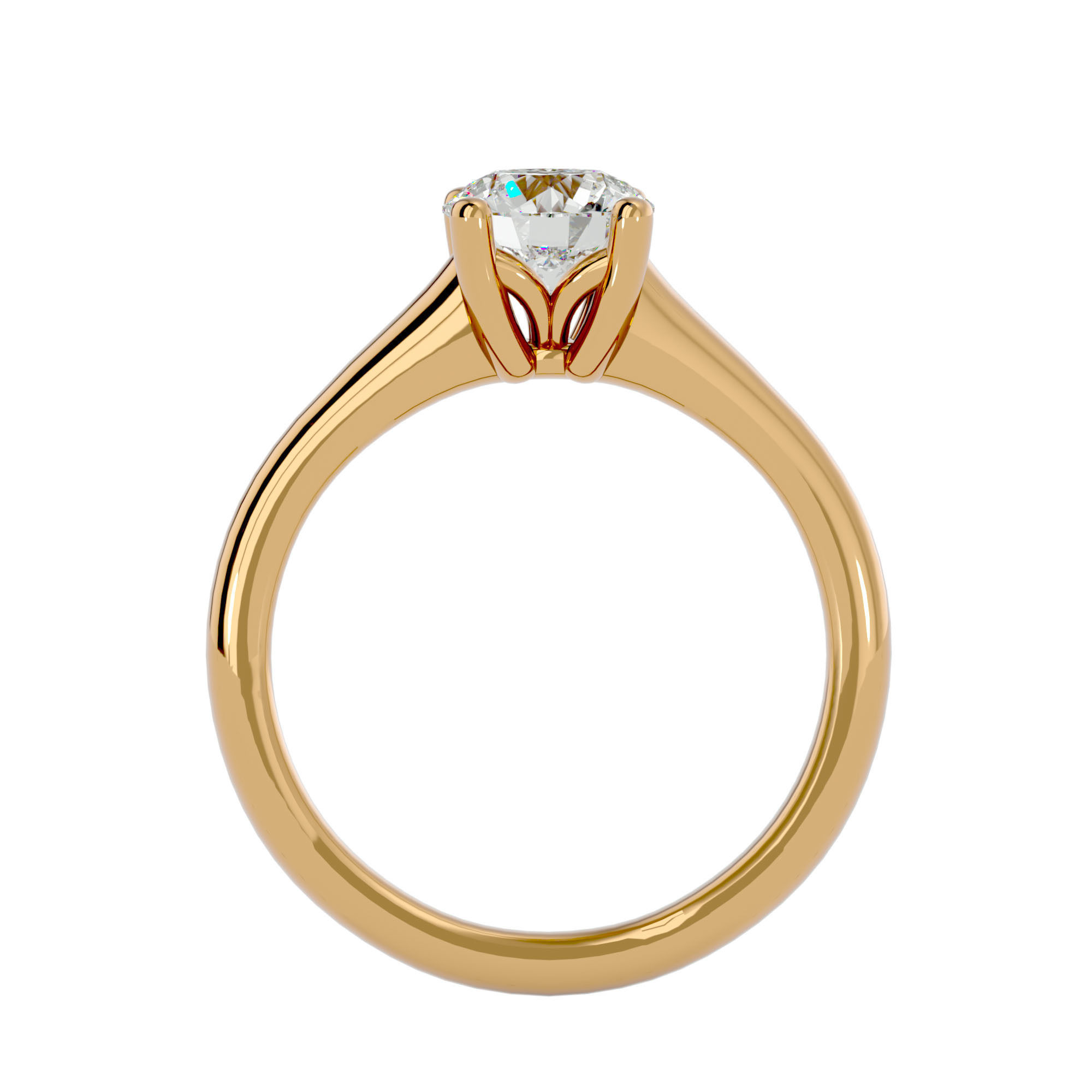 Single Round diamond Women solitaire ring with 360 View 3D print model_5