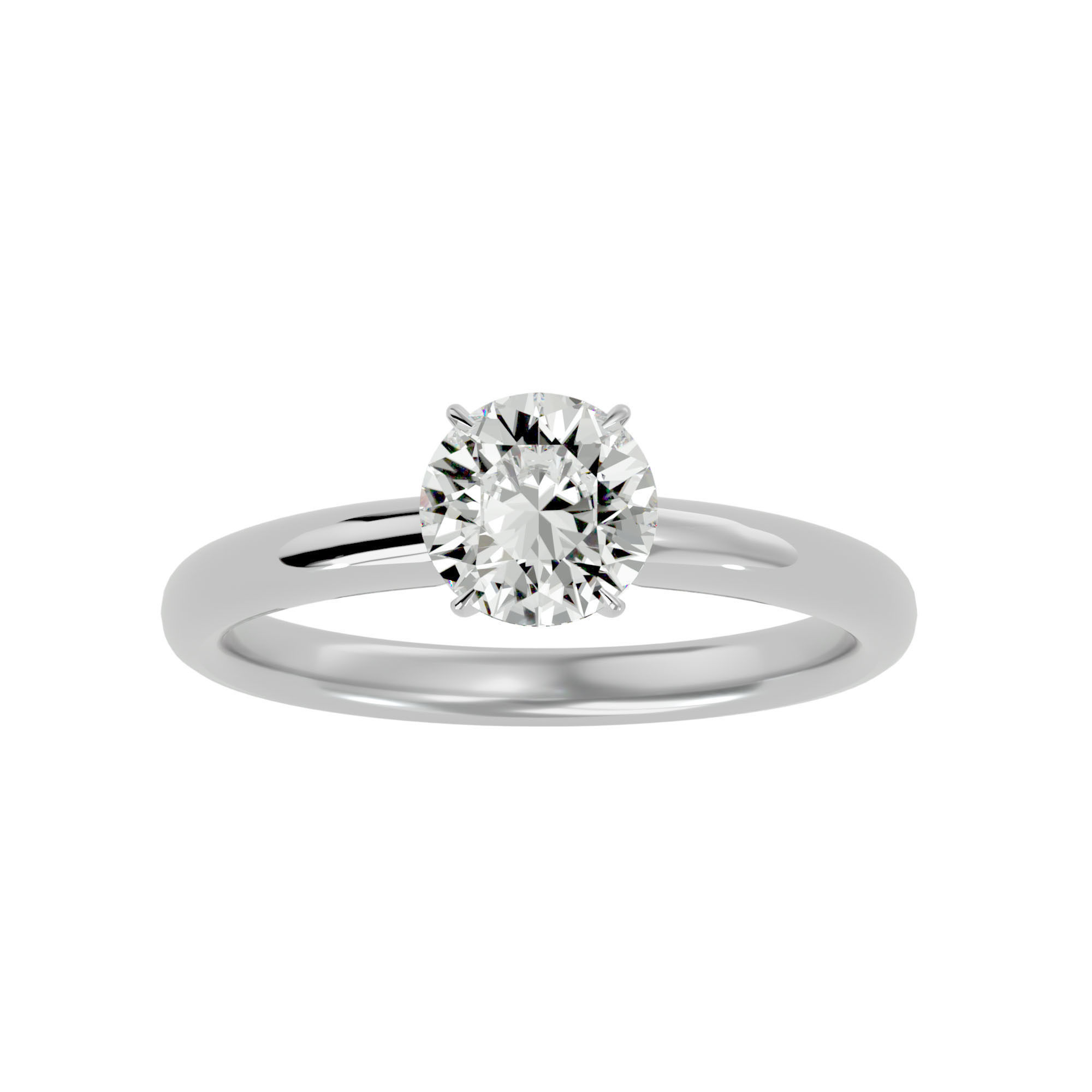 Single Round diamond Women solitaire ring with 360 View 3D print model_3