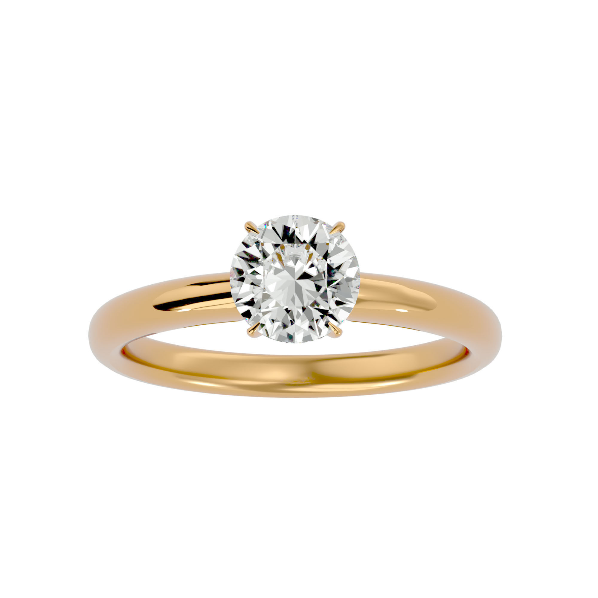 Single Round diamond Women solitaire ring with 360 View 3D print model_2