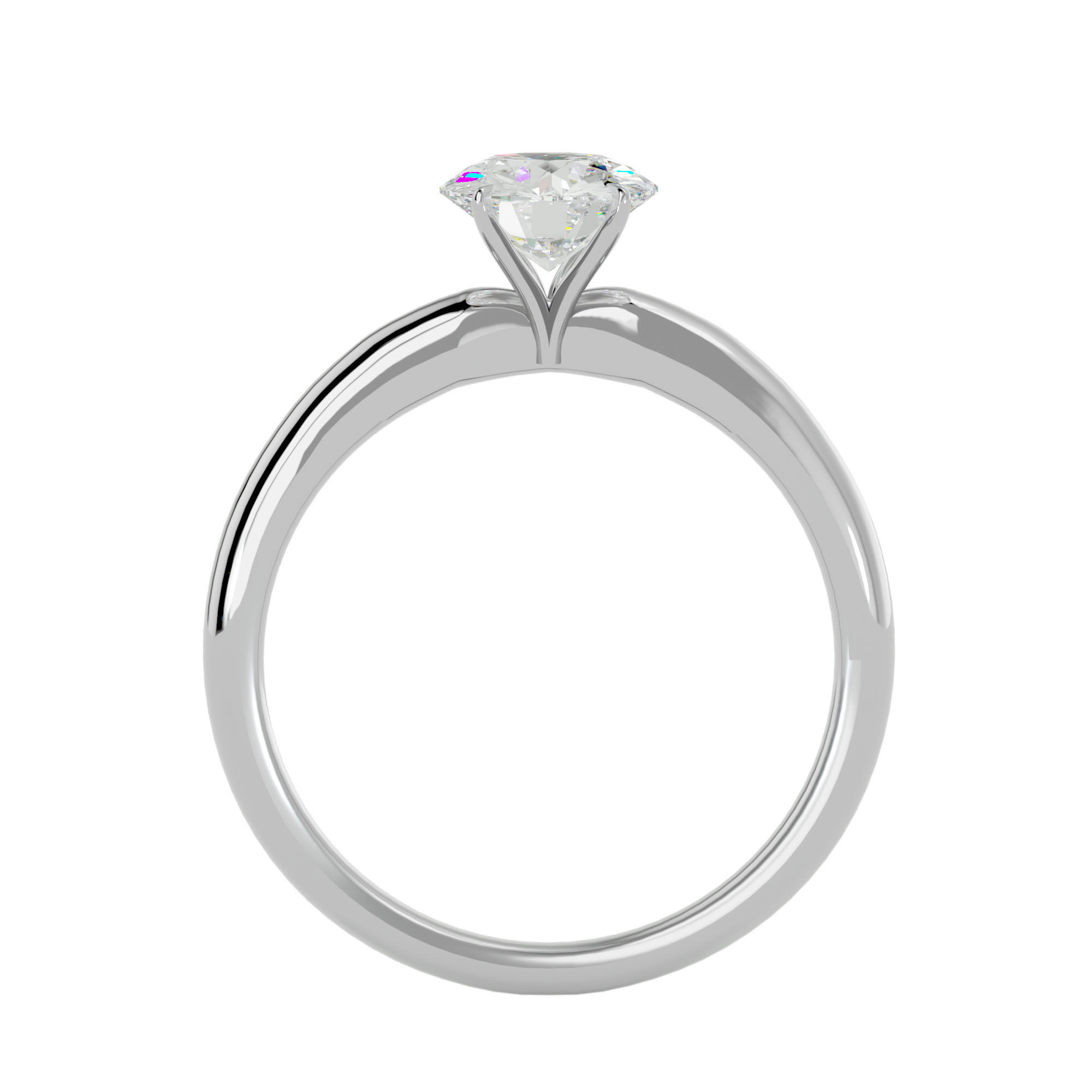 Single Round diamond Women solitaire ring with 360 View 3D print model_4