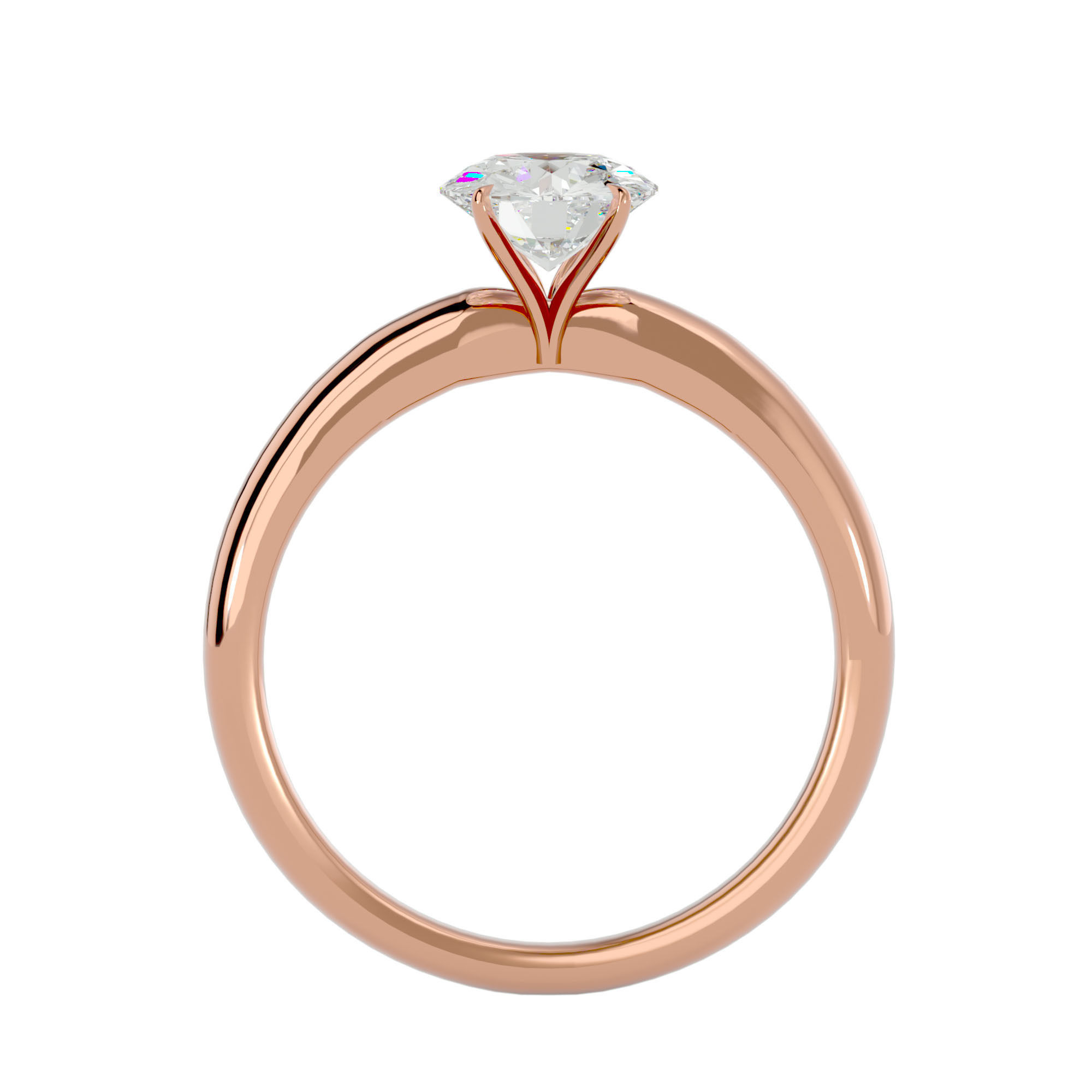Single Round diamond Women solitaire ring with 360 View 3D print model_6