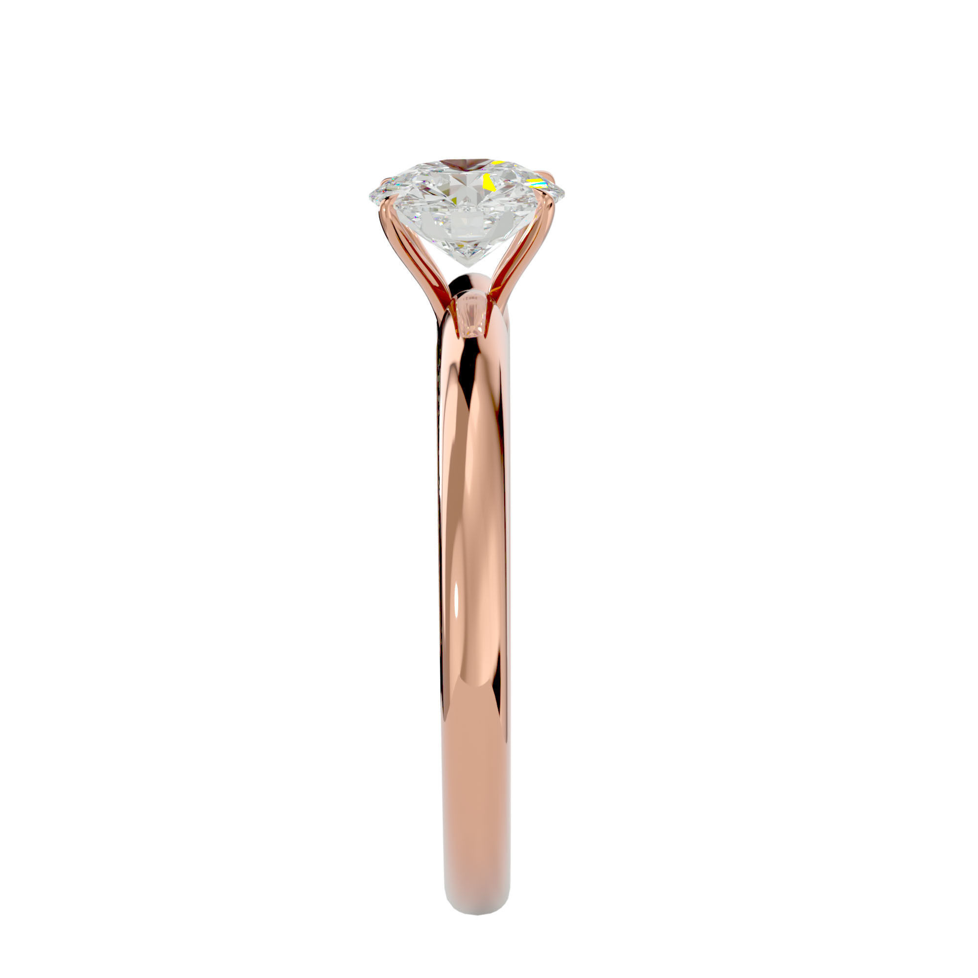 Single Round diamond Women solitaire ring with 360 View 3D print model_8