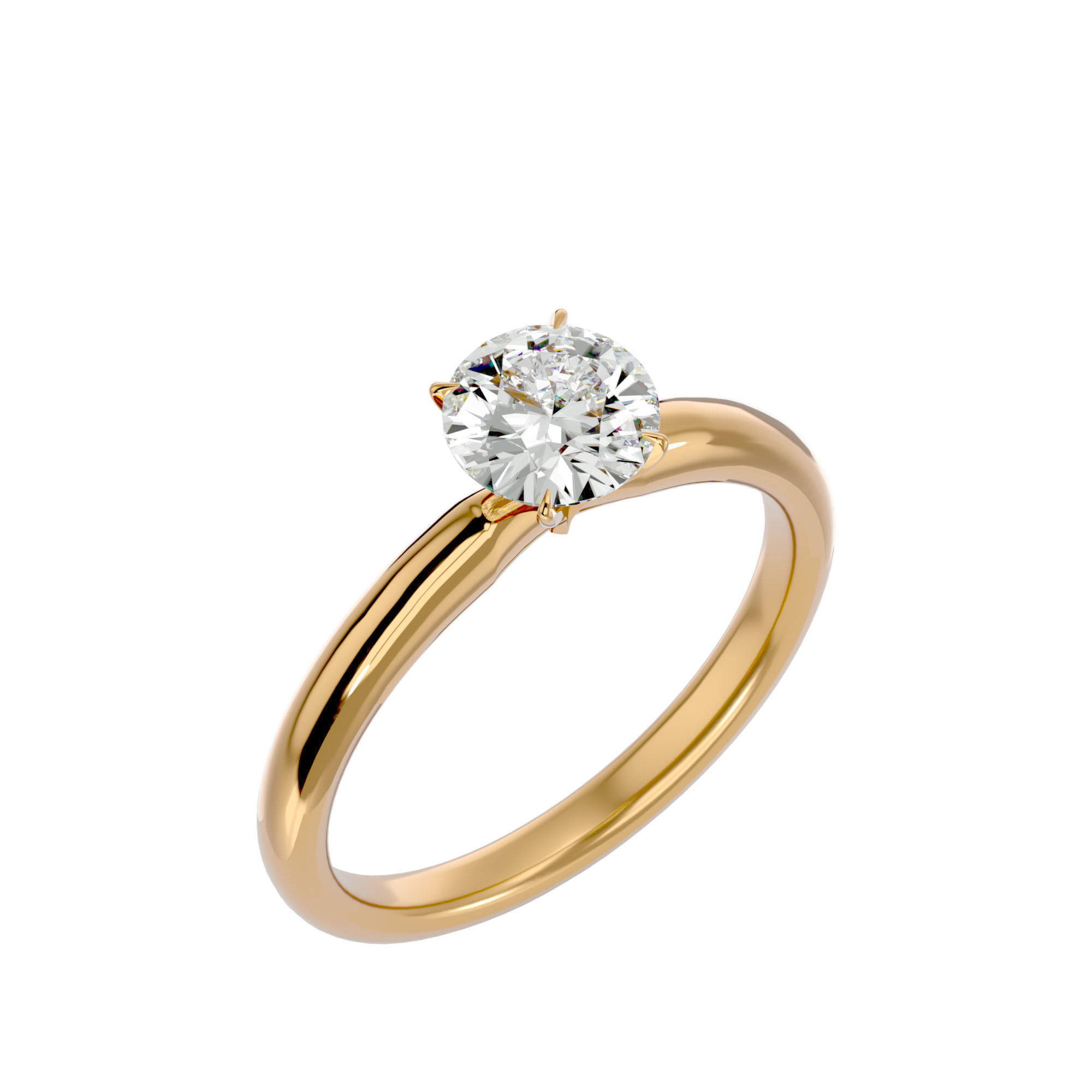 Single Round diamond Women solitaire ring with 360 View 3D print model_11