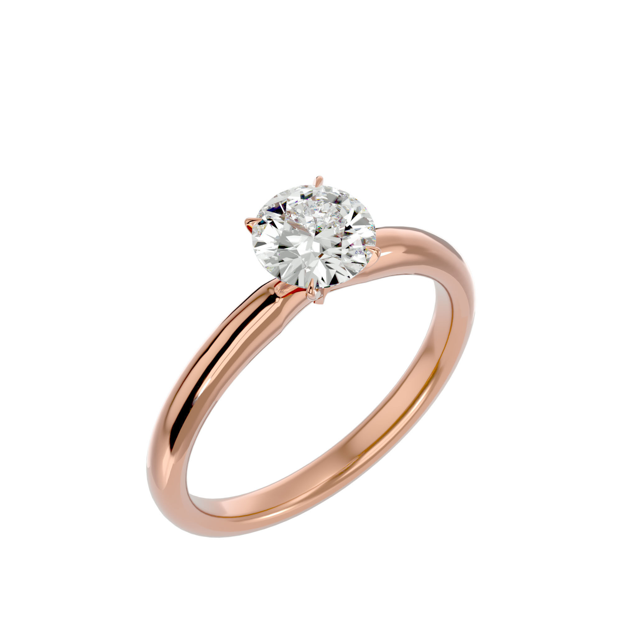 Single Round diamond Women solitaire ring with 360 View 3D print model_12