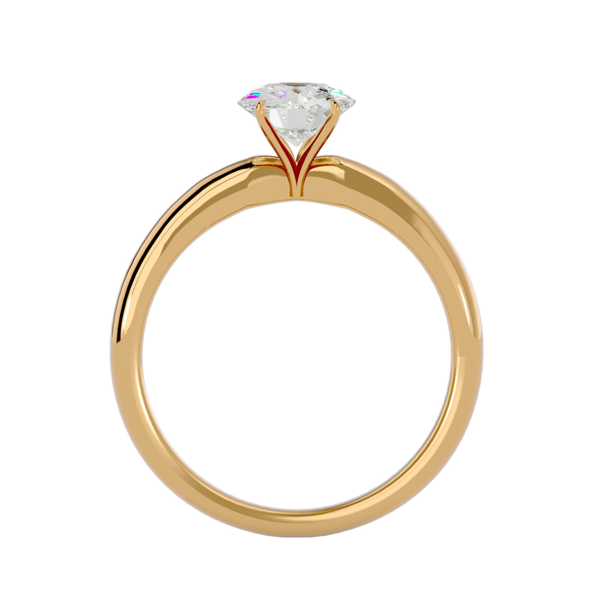 Single Round diamond Women solitaire ring with 360 View 3D print model_5