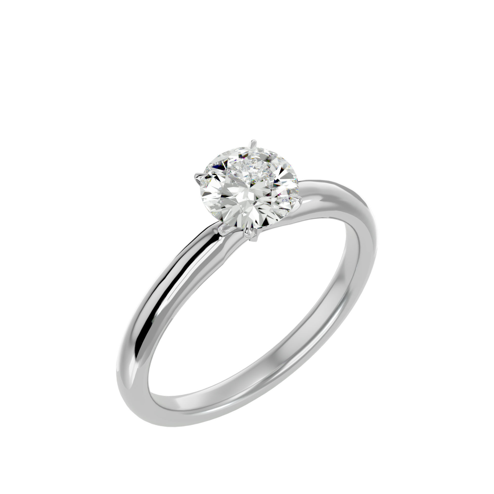 Single Round diamond Women solitaire ring with 360 View 3D print model_10
