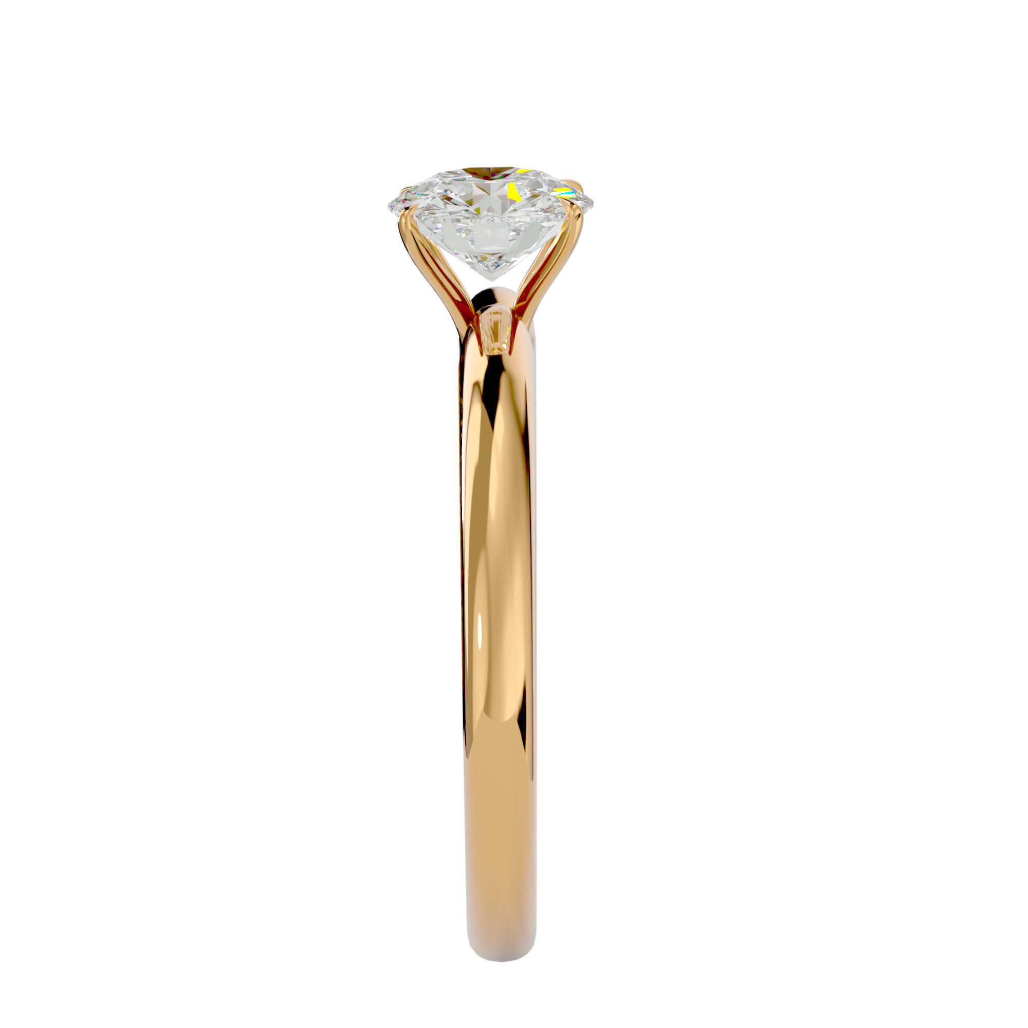 Single Round diamond Women solitaire ring with 360 View 3D print model_7
