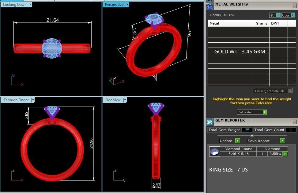 Single Round diamond Women solitaire ring with 360 View 3D print model_4