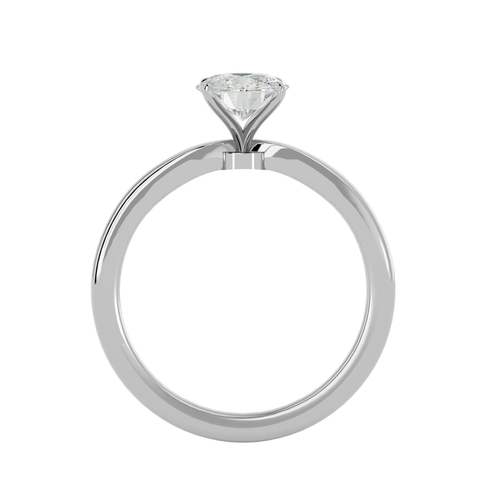 Single Round diamond Women solitaire ring with 360 View 3D print model_5