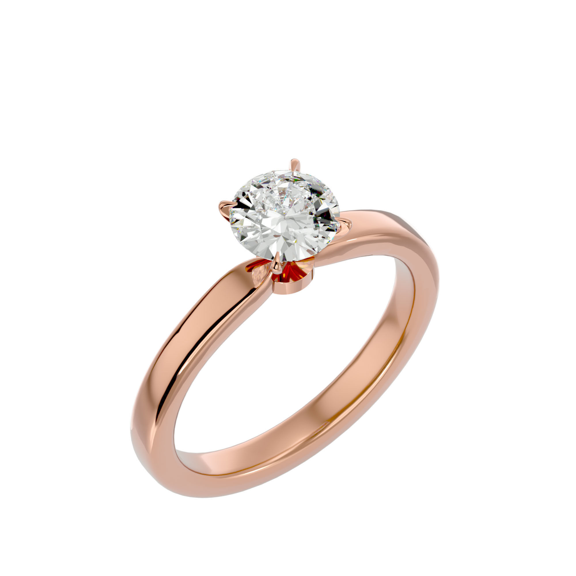 Single Round diamond Women solitaire ring with 360 View 3D print model_13