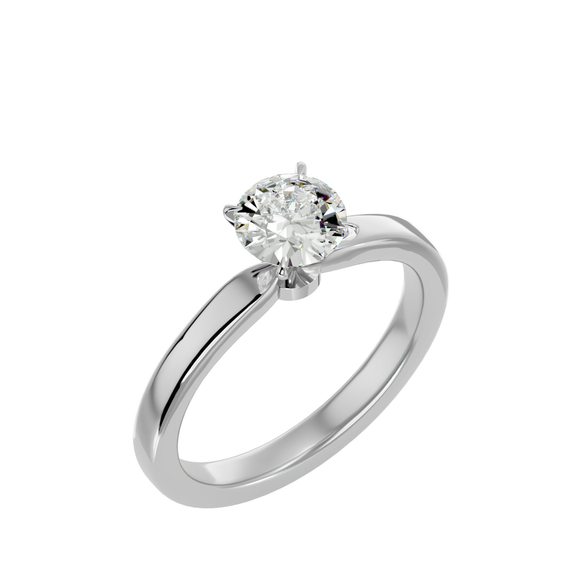 Single Round diamond Women solitaire ring with 360 View 3D print model_11