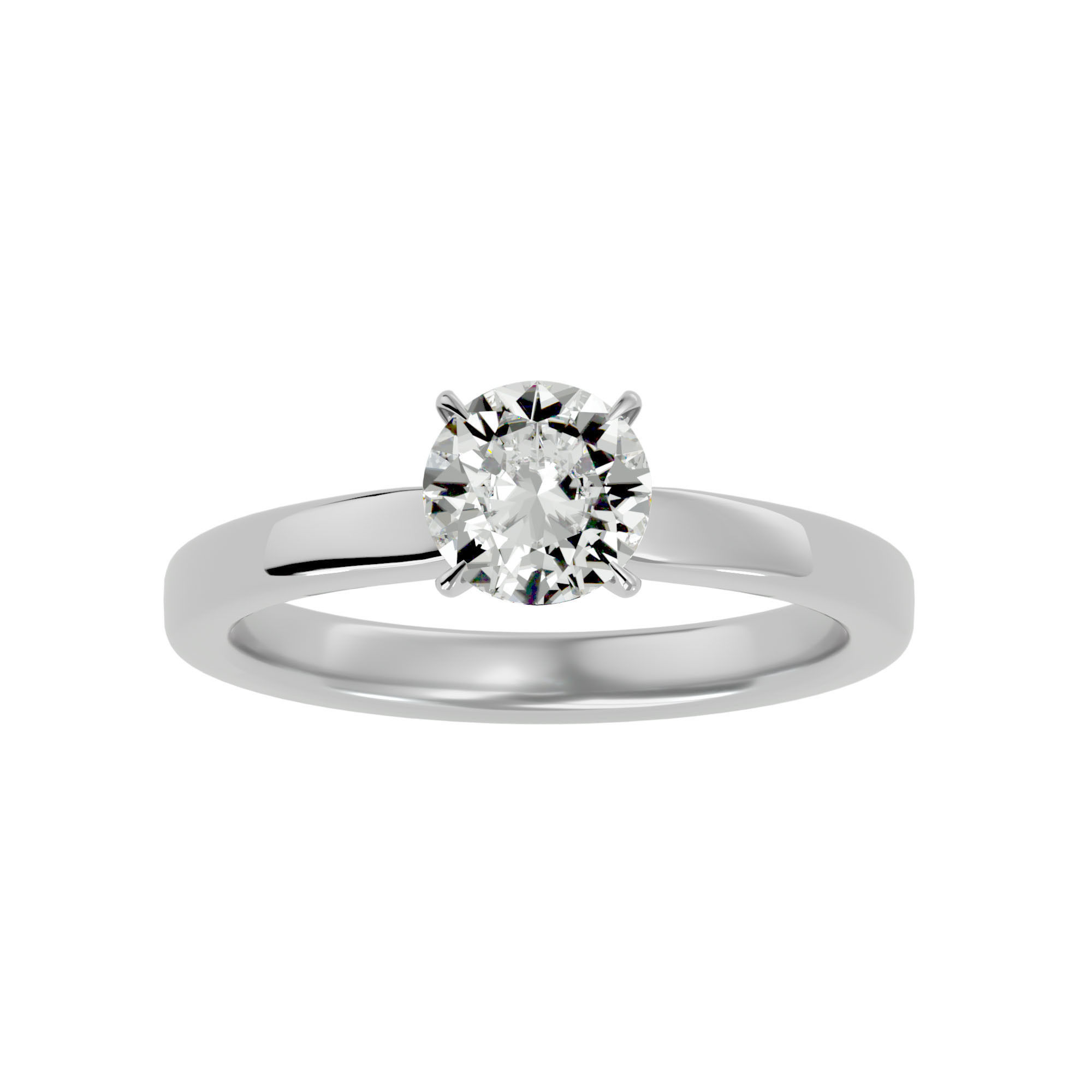 Single Round diamond Women solitaire ring with 360 View 3D print model_3