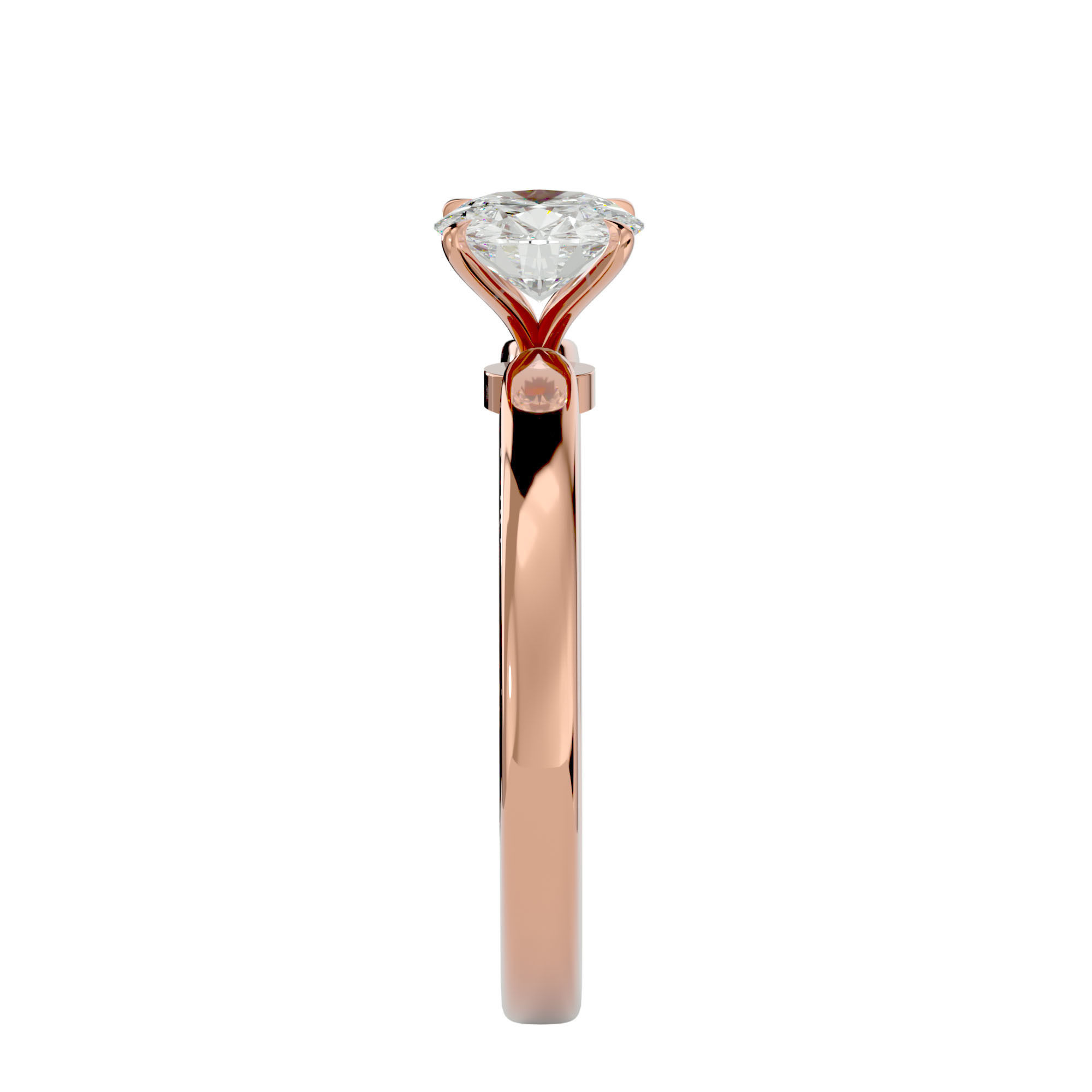 Single Round diamond Women solitaire ring with 360 View 3D print model_9