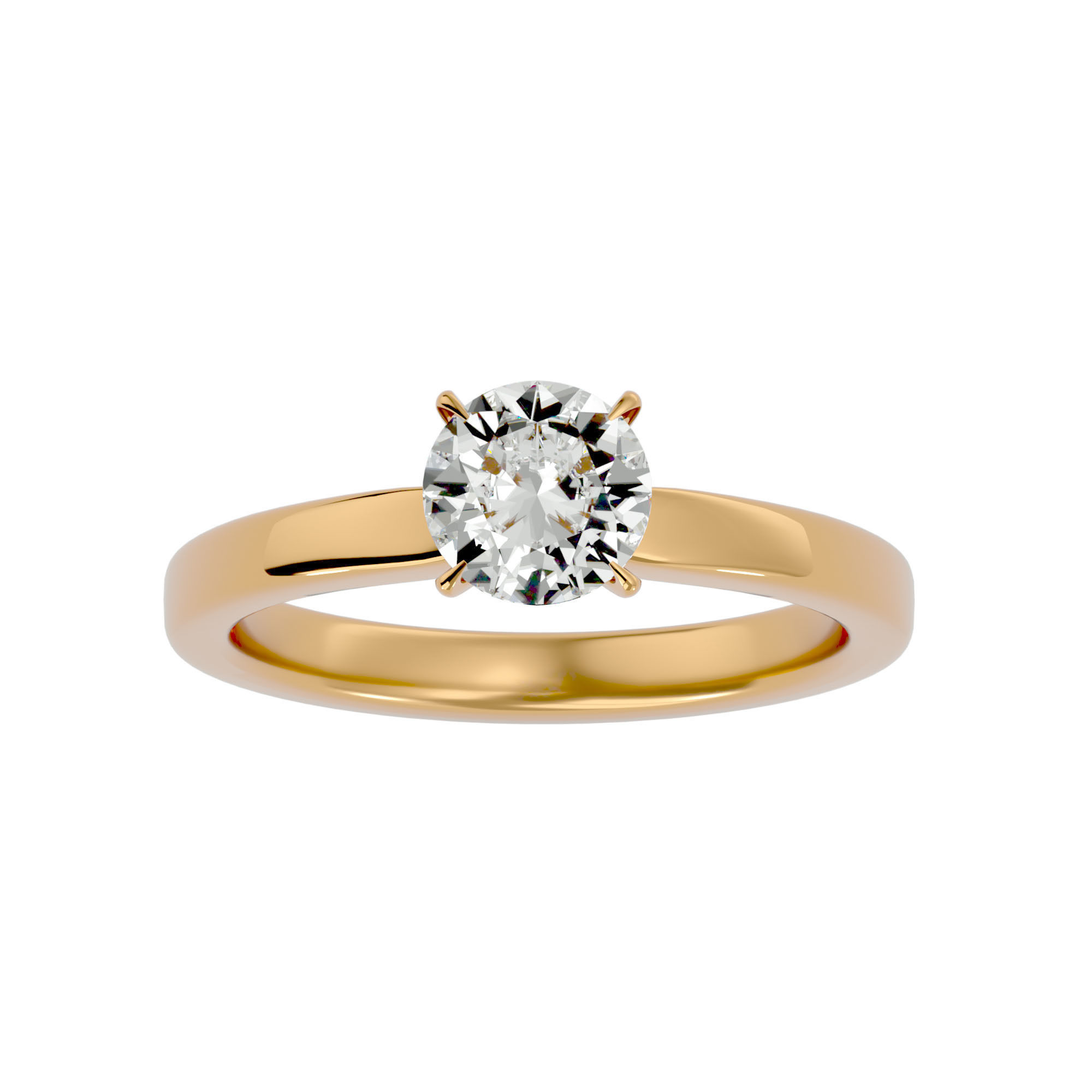 Single Round diamond Women solitaire ring with 360 View 3D print model_2