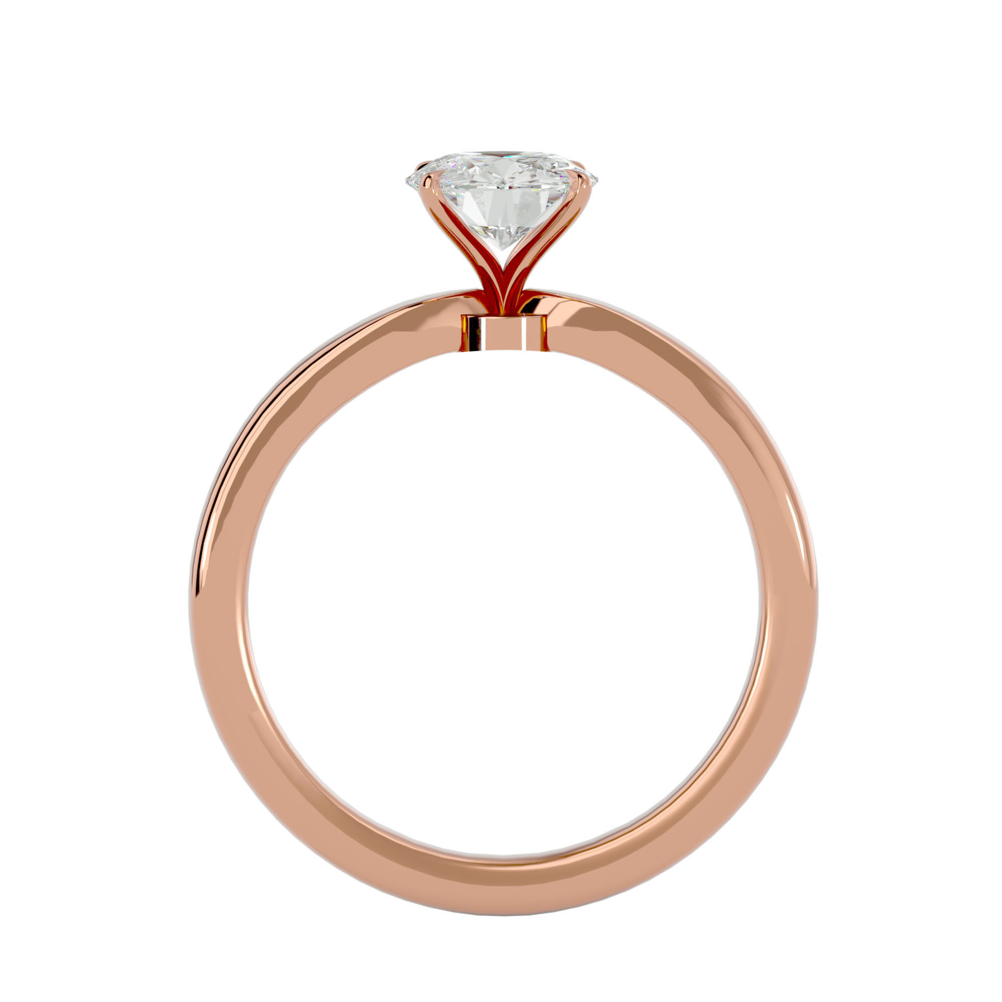 Single Round diamond Women solitaire ring with 360 View 3D print model_7