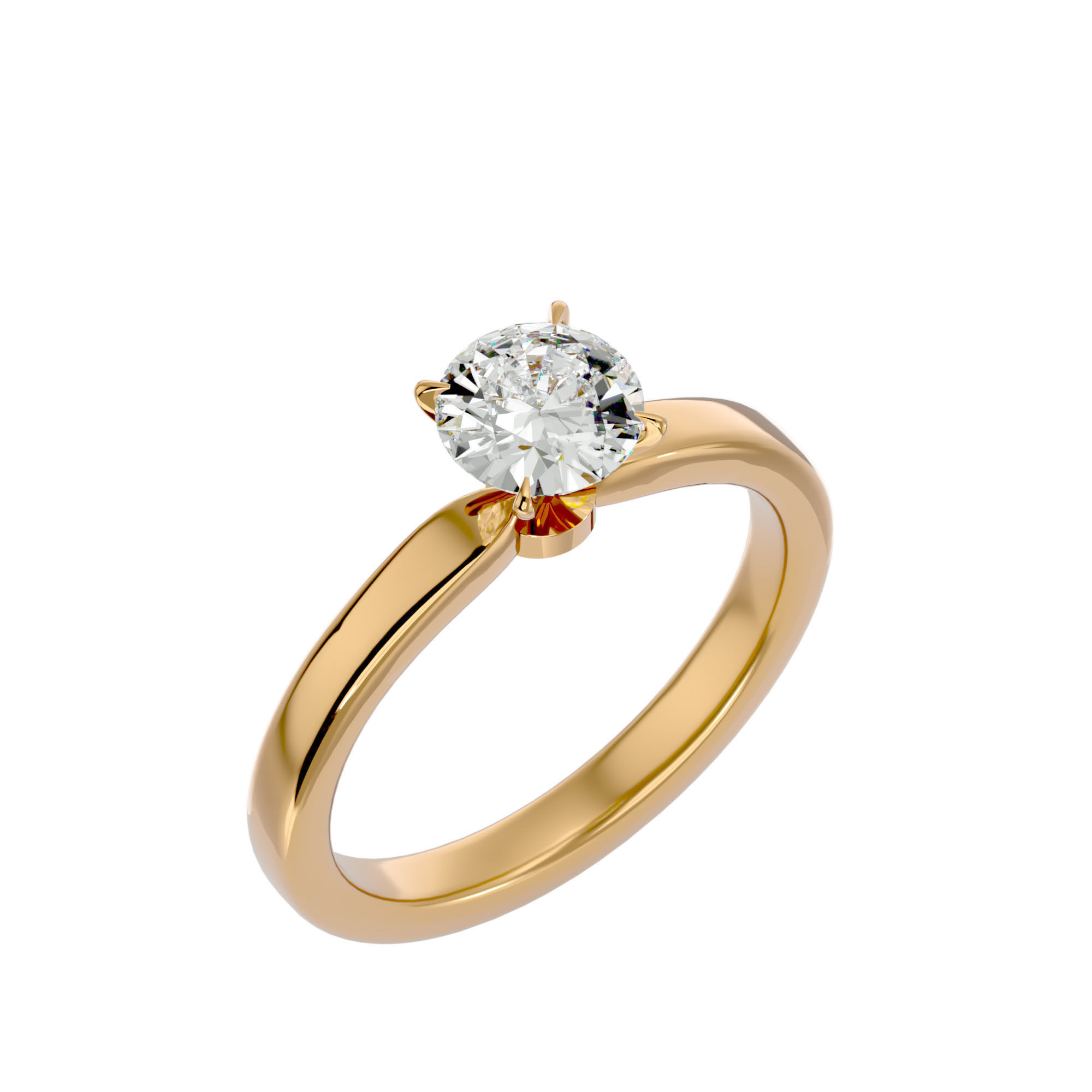 Single Round diamond Women solitaire ring with 360 View 3D print model_12