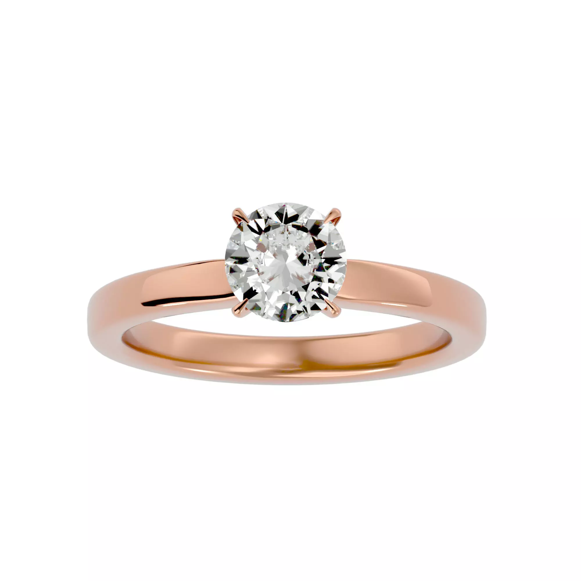 Single Round diamond Women solitaire ring with 360 View 3D print model_0