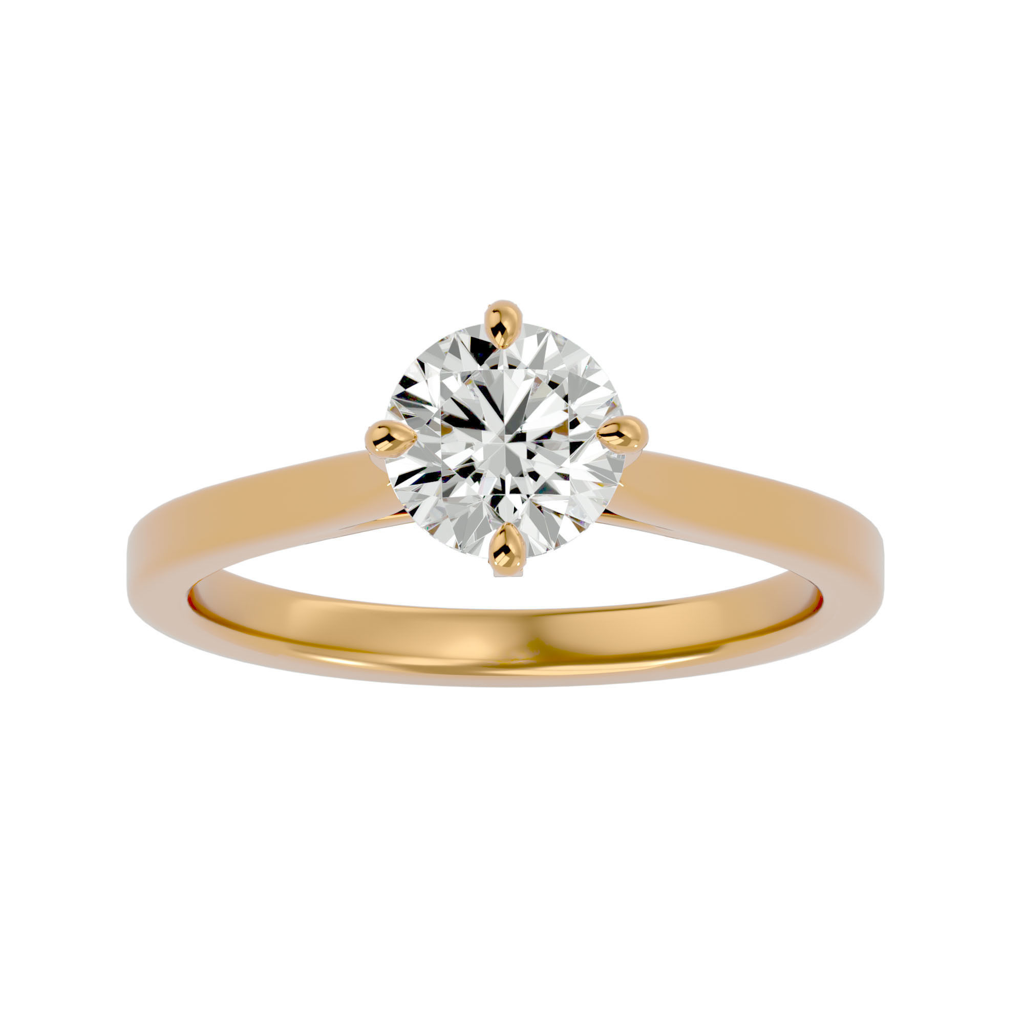 Single Round diamond Women solitaire ring with 360 View 3D print model_2