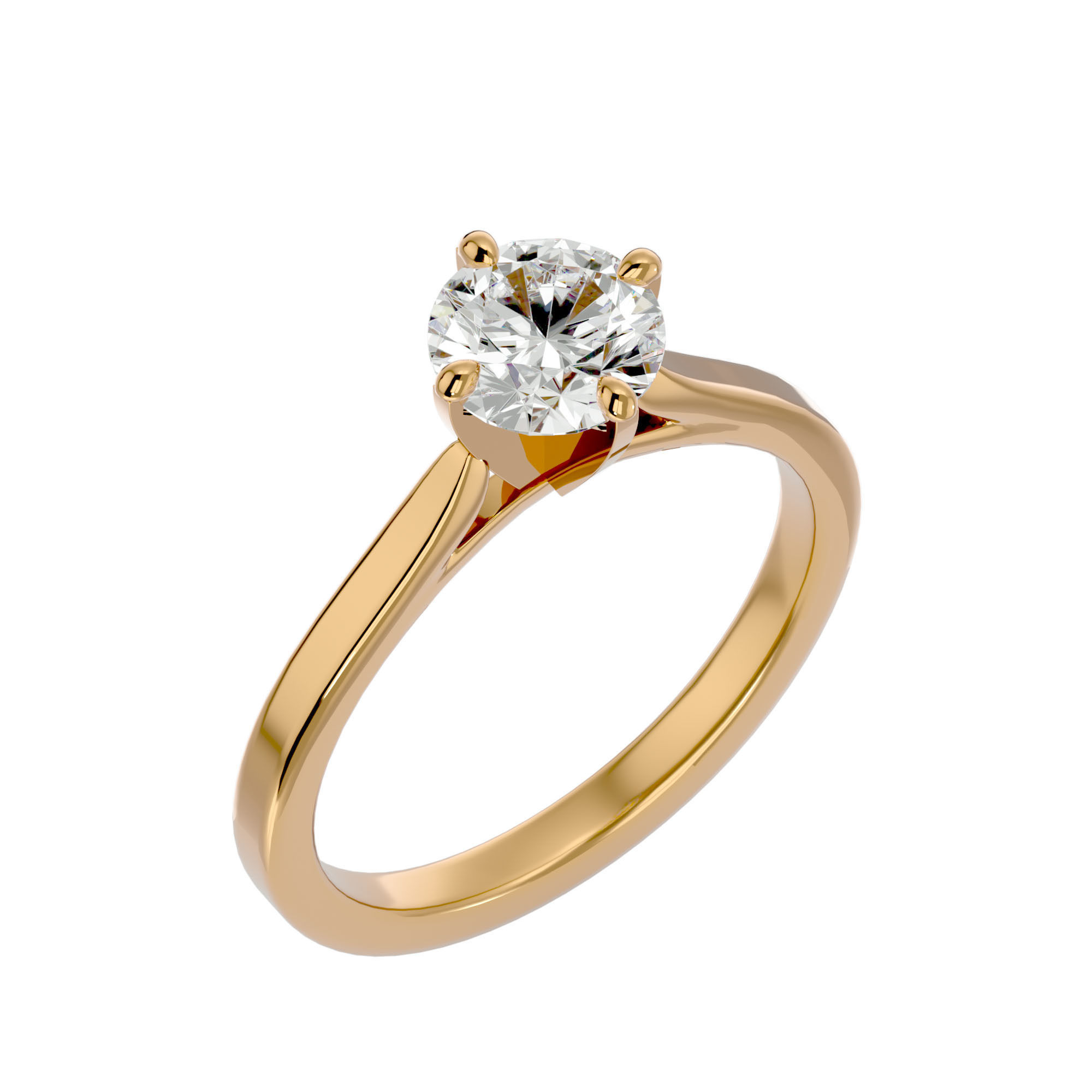 Single Round diamond Women solitaire ring with 360 View 3D print model_12