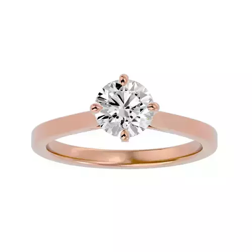 Single Round diamond Women solitaire ring with 360 View 3D print model