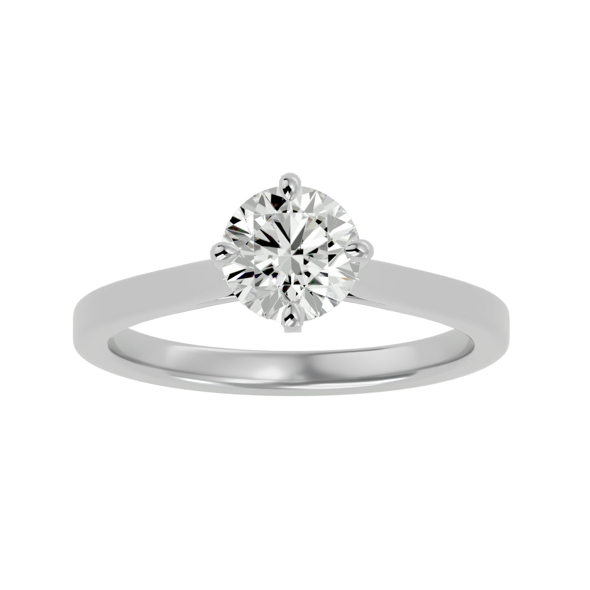 Single Round diamond Women solitaire ring with 360 View 3D print model_3