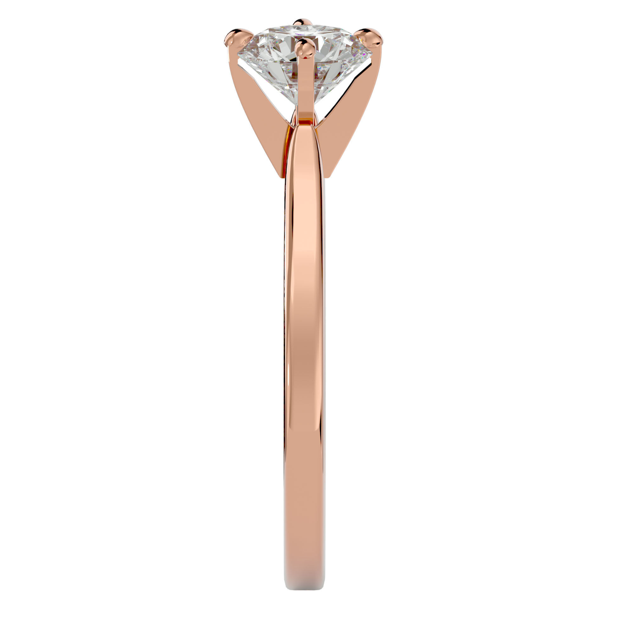 Single Round diamond Women solitaire ring with 360 View 3D print model_9