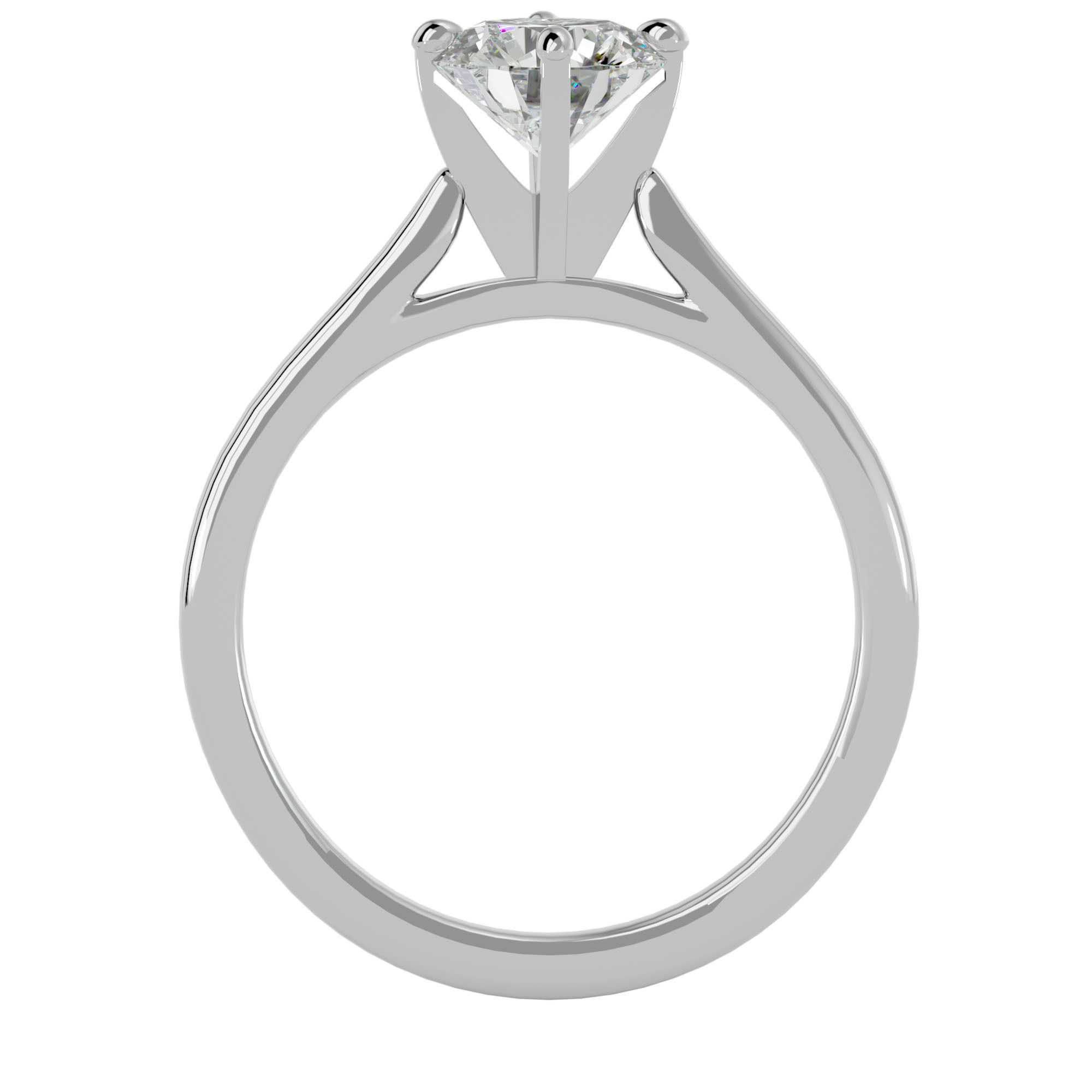 Single Round diamond Women solitaire ring with 360 View 3D print model_5