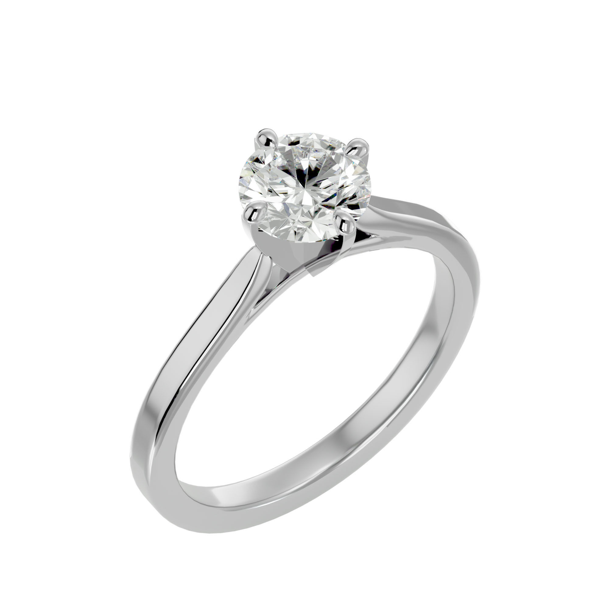 Single Round diamond Women solitaire ring with 360 View 3D print model_11