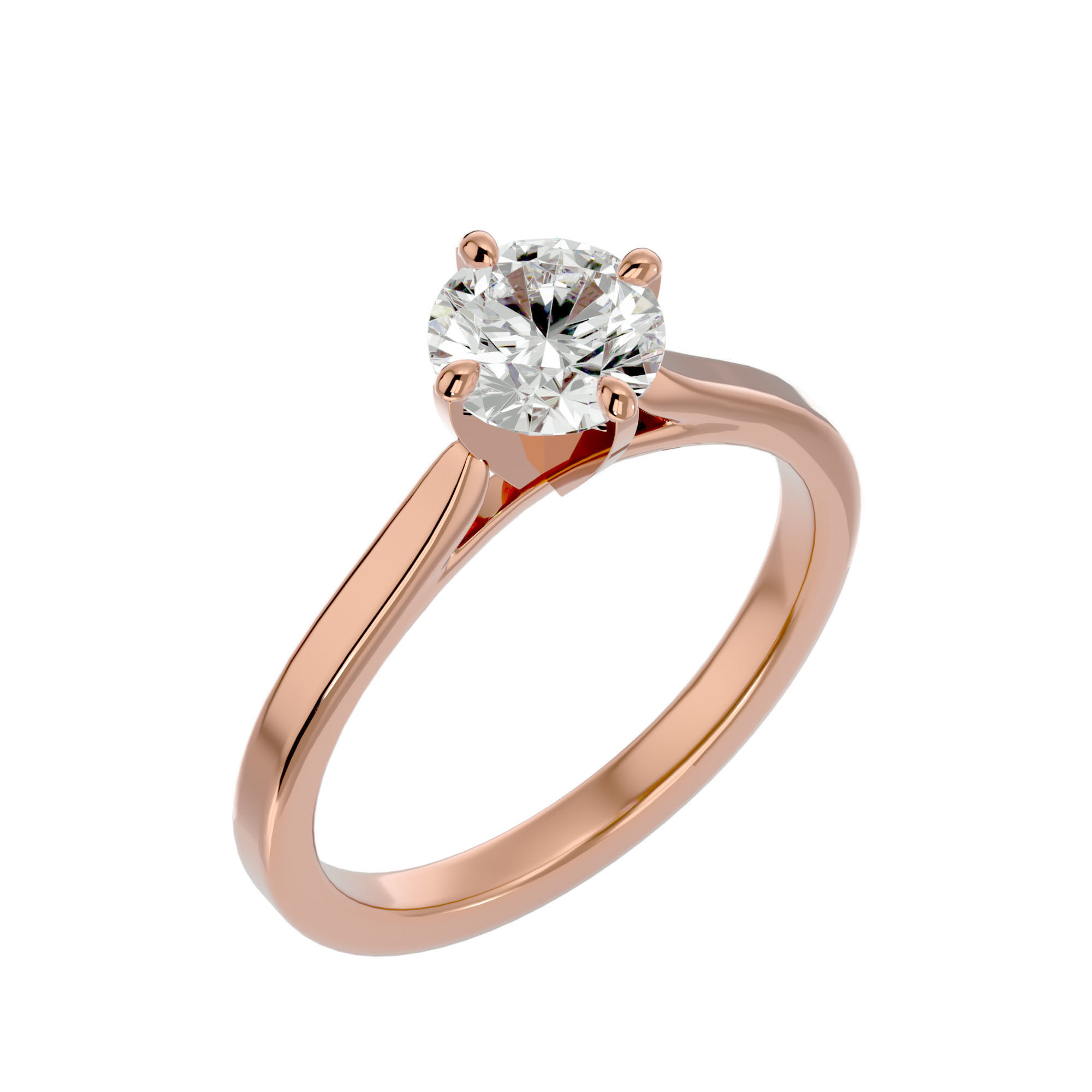 Single Round diamond Women solitaire ring with 360 View 3D print model_13