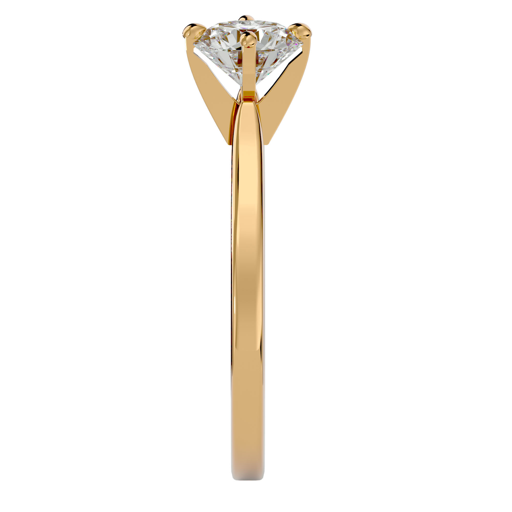 Single Round diamond Women solitaire ring with 360 View 3D print model_8