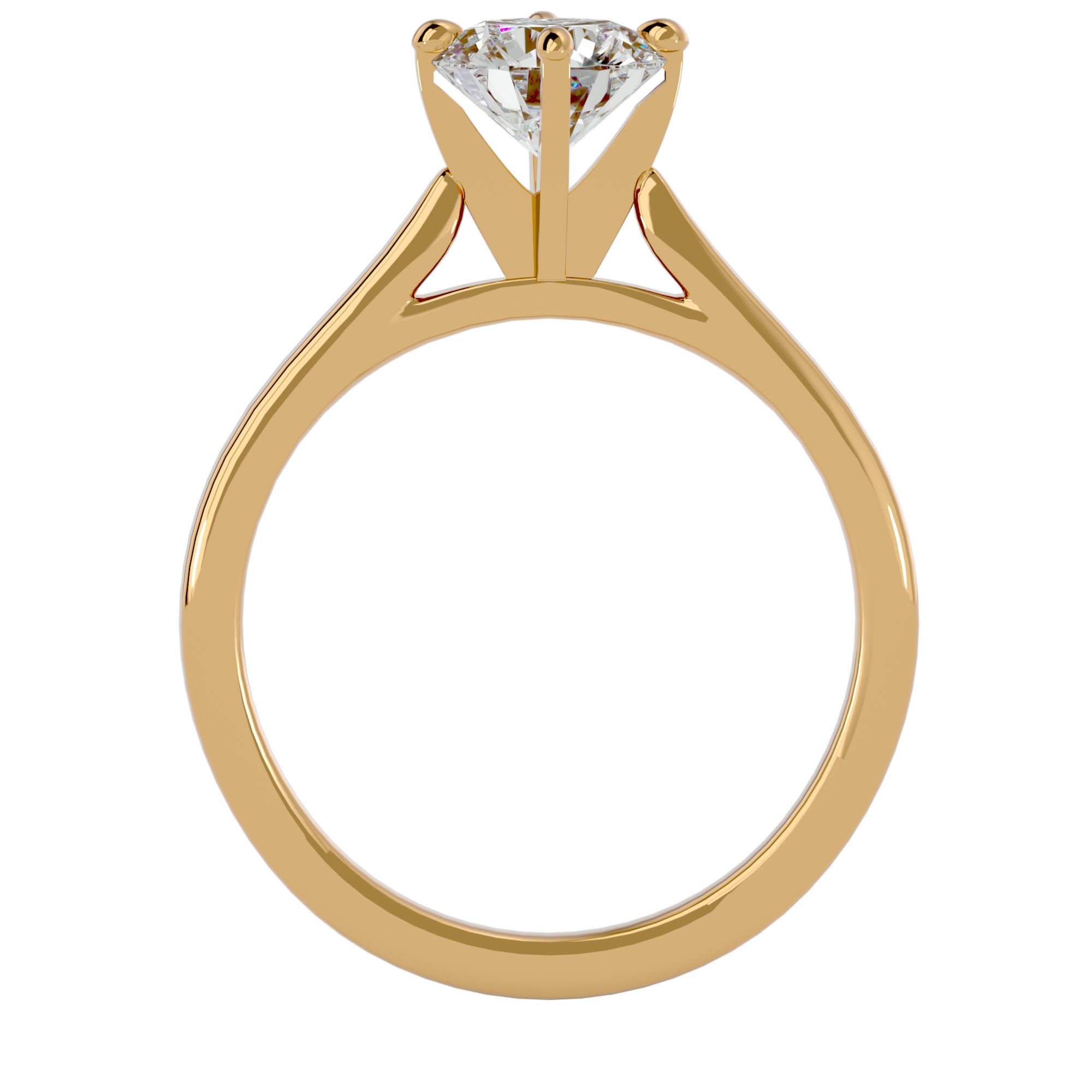 Single Round diamond Women solitaire ring with 360 View 3D print model_6