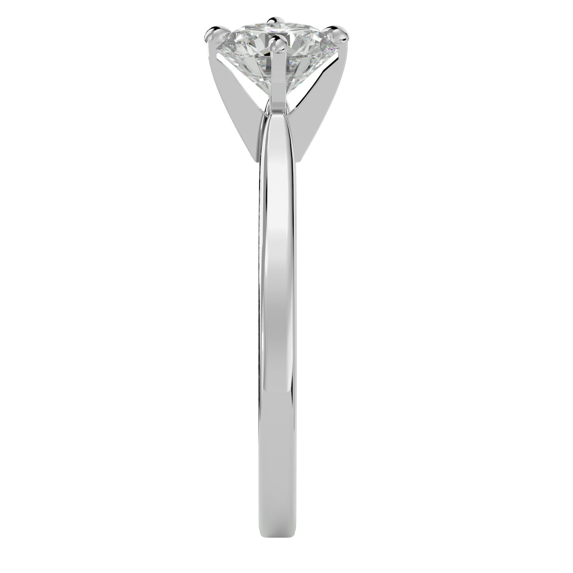 Single Round diamond Women solitaire ring with 360 View 3D print model_10