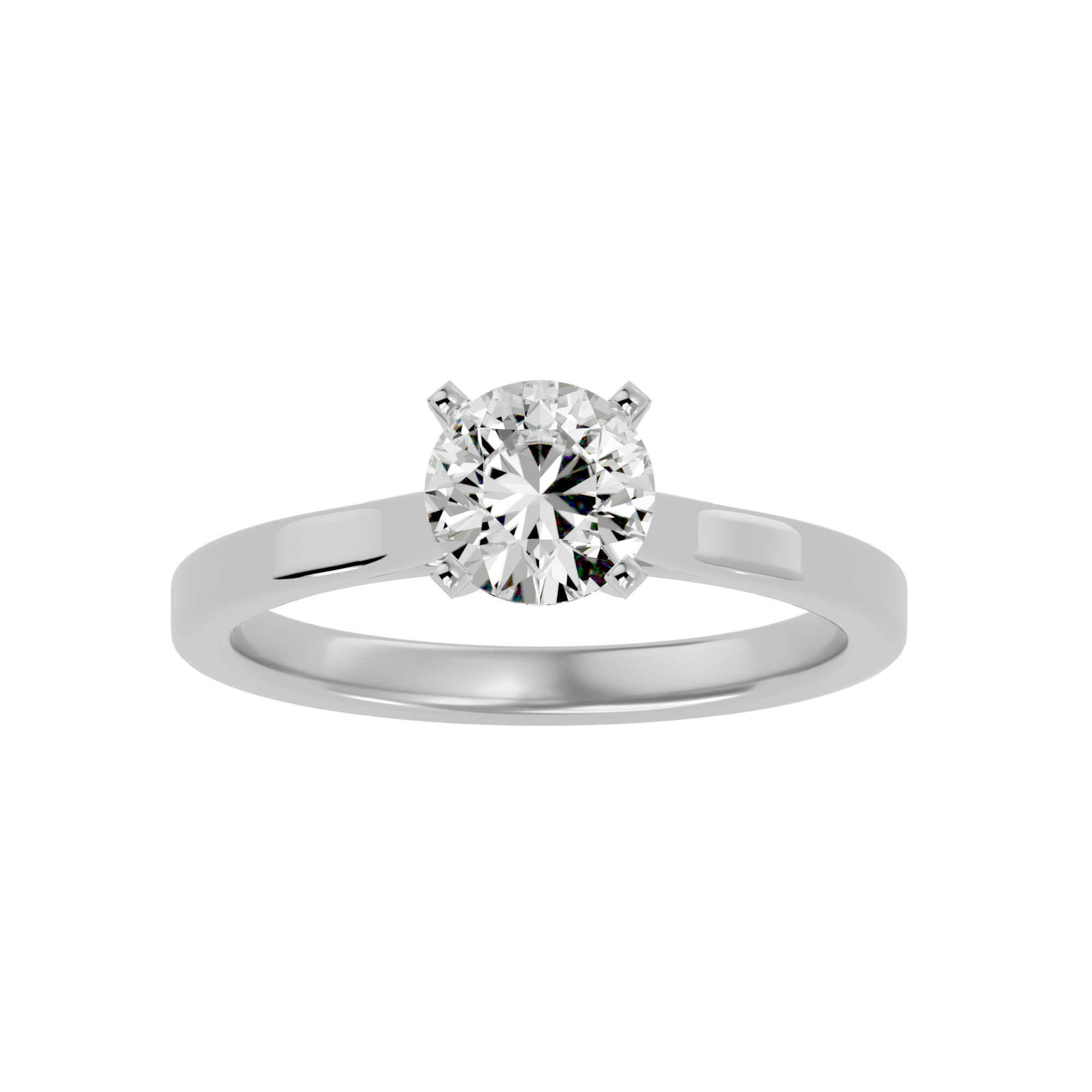 Single Round diamond Women solitaire ring with 360 View 3D print model_3