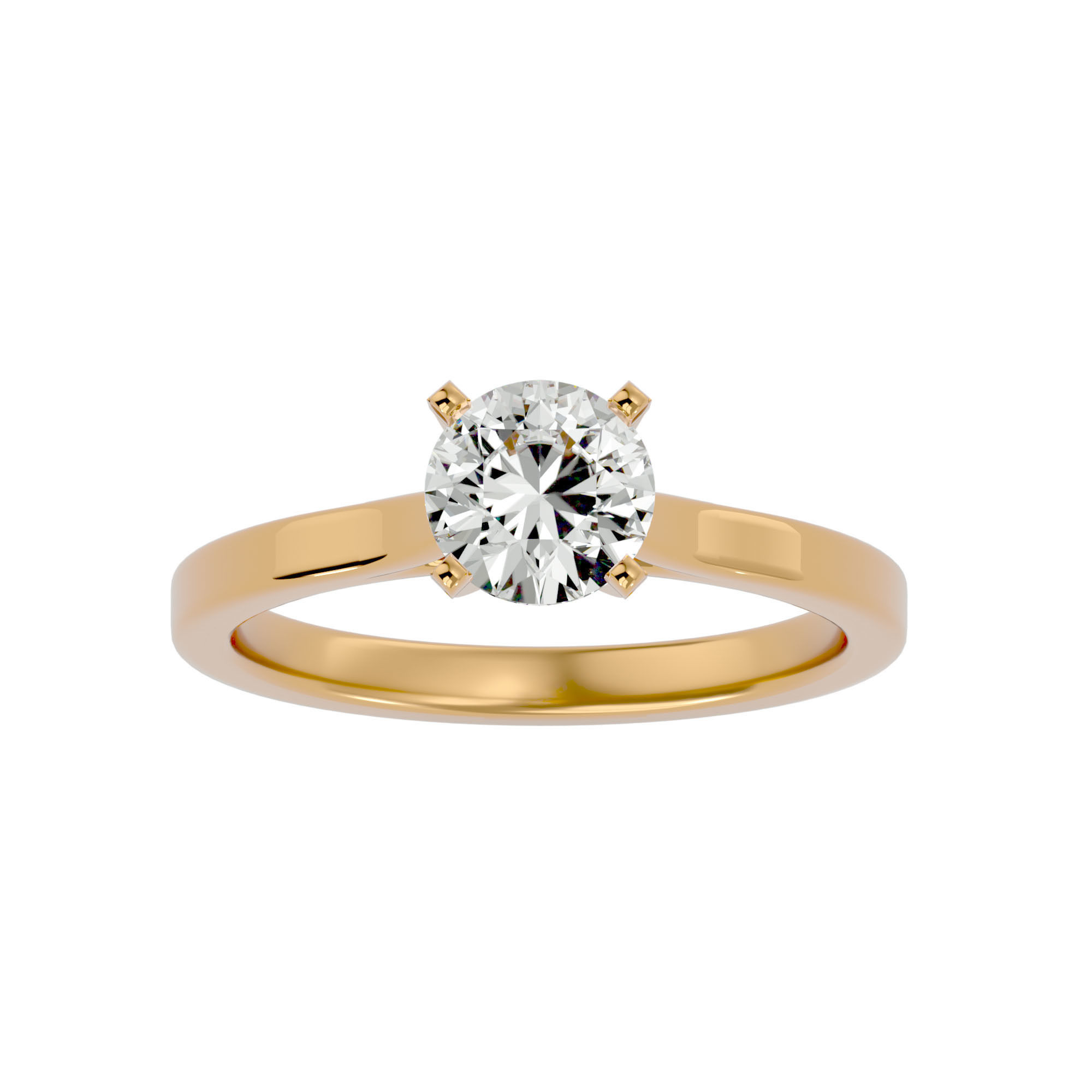 Single Round diamond Women solitaire ring with 360 View 3D print model_2
