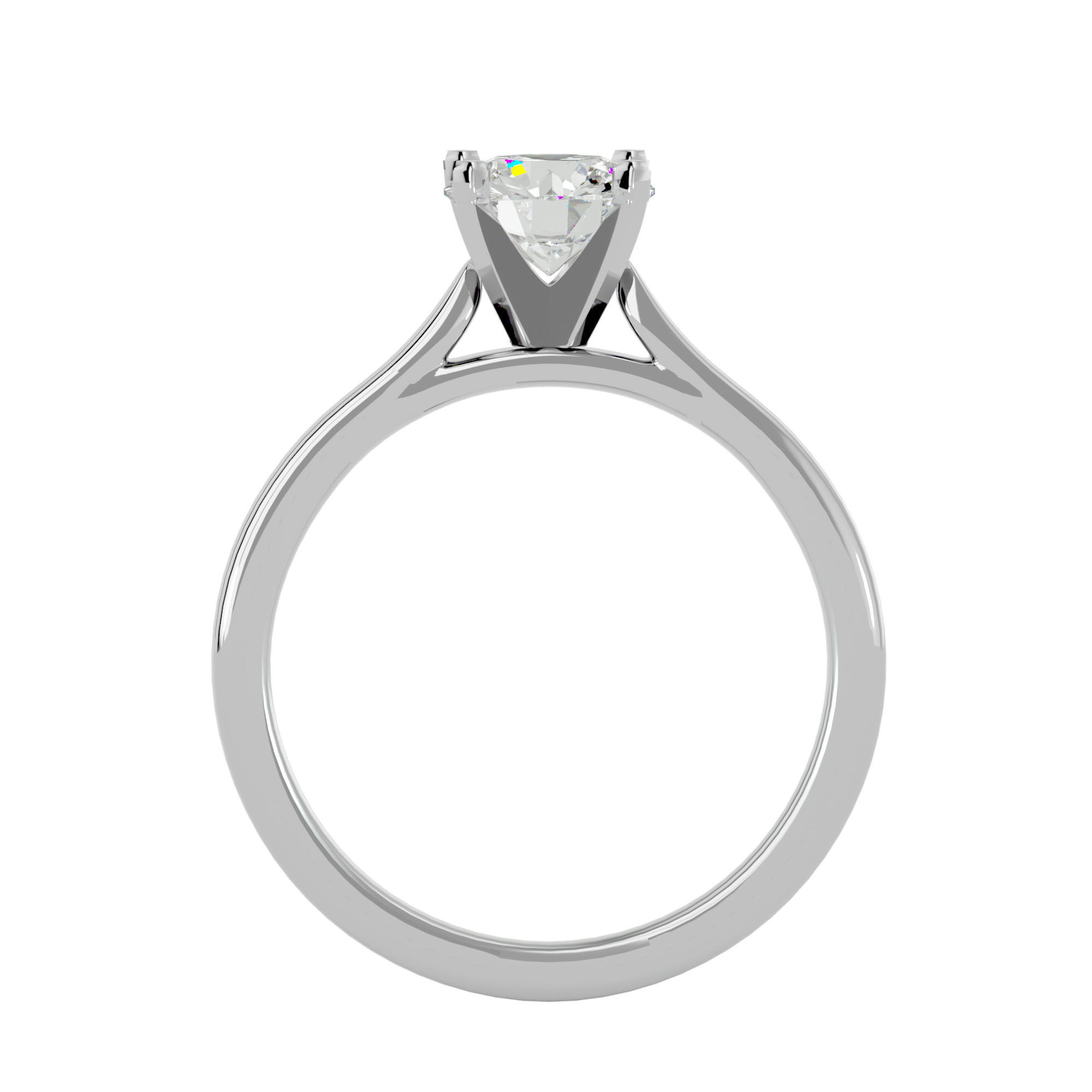 Single Round diamond Women solitaire ring with 360 View 3D print model_5