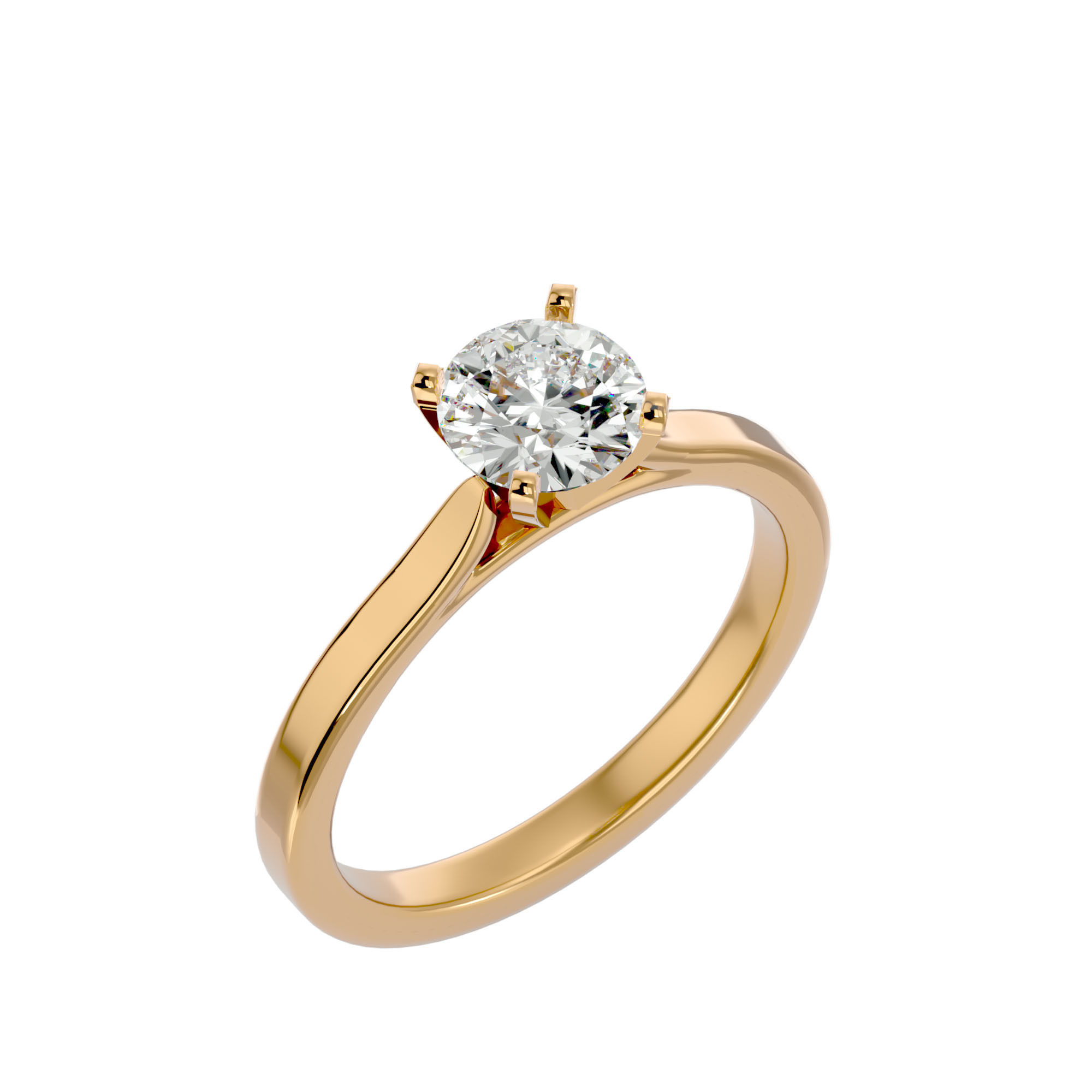 Single Round diamond Women solitaire ring with 360 View 3D print model_12