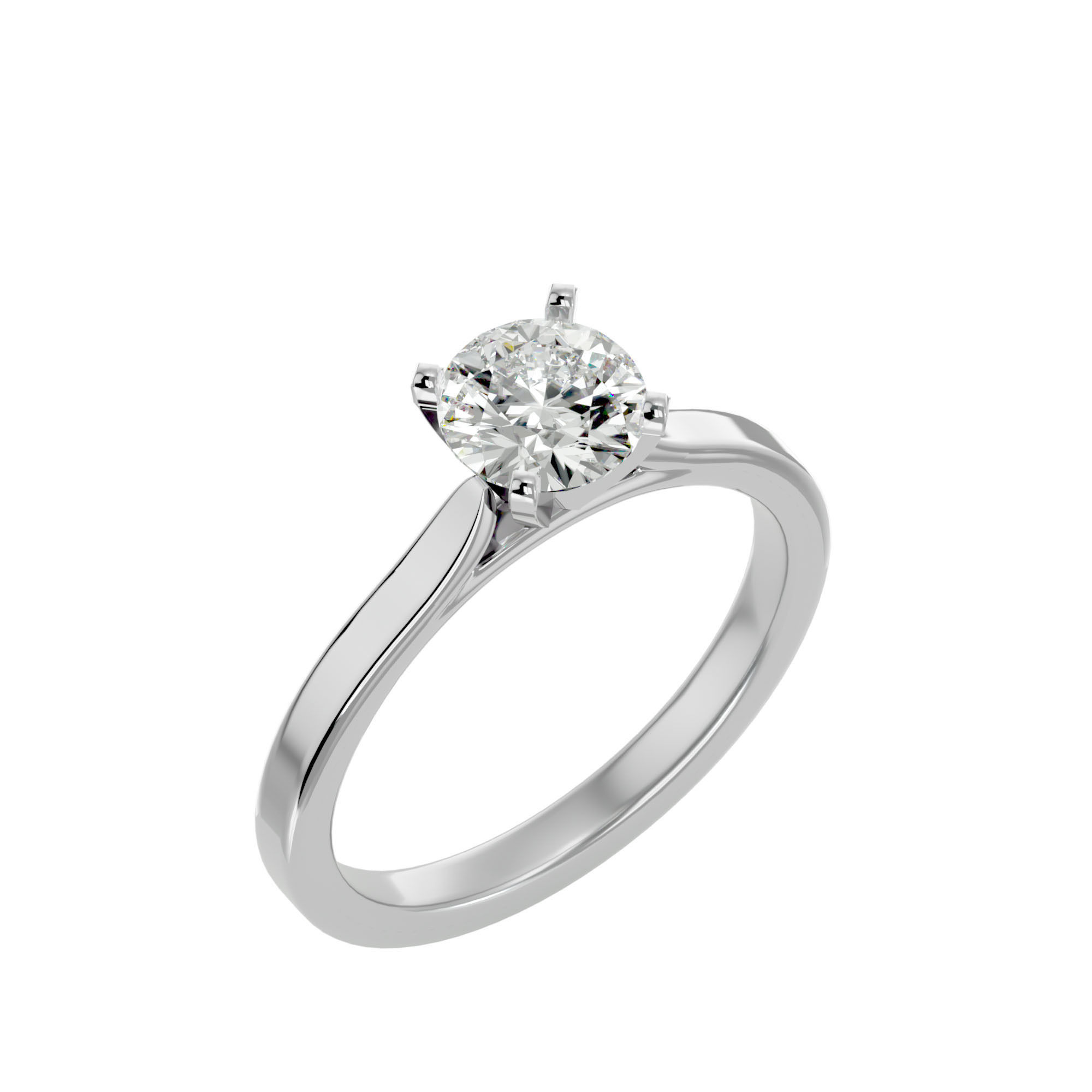 Single Round diamond Women solitaire ring with 360 View 3D print model_11