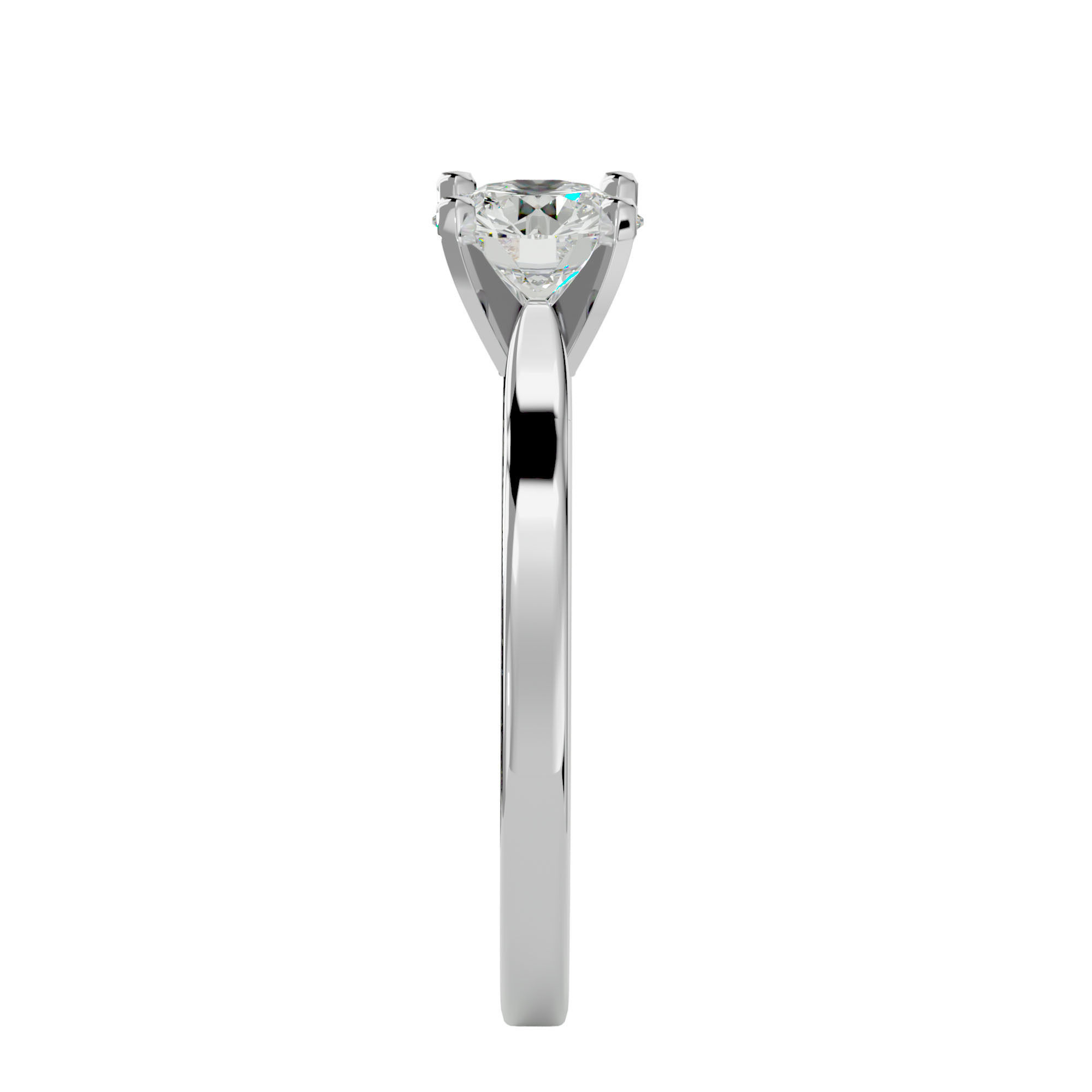 Single Round diamond Women solitaire ring with 360 View 3D print model_10