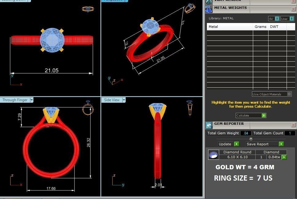 Single Round diamond Women solitaire ring with 360 View 3D print model_4