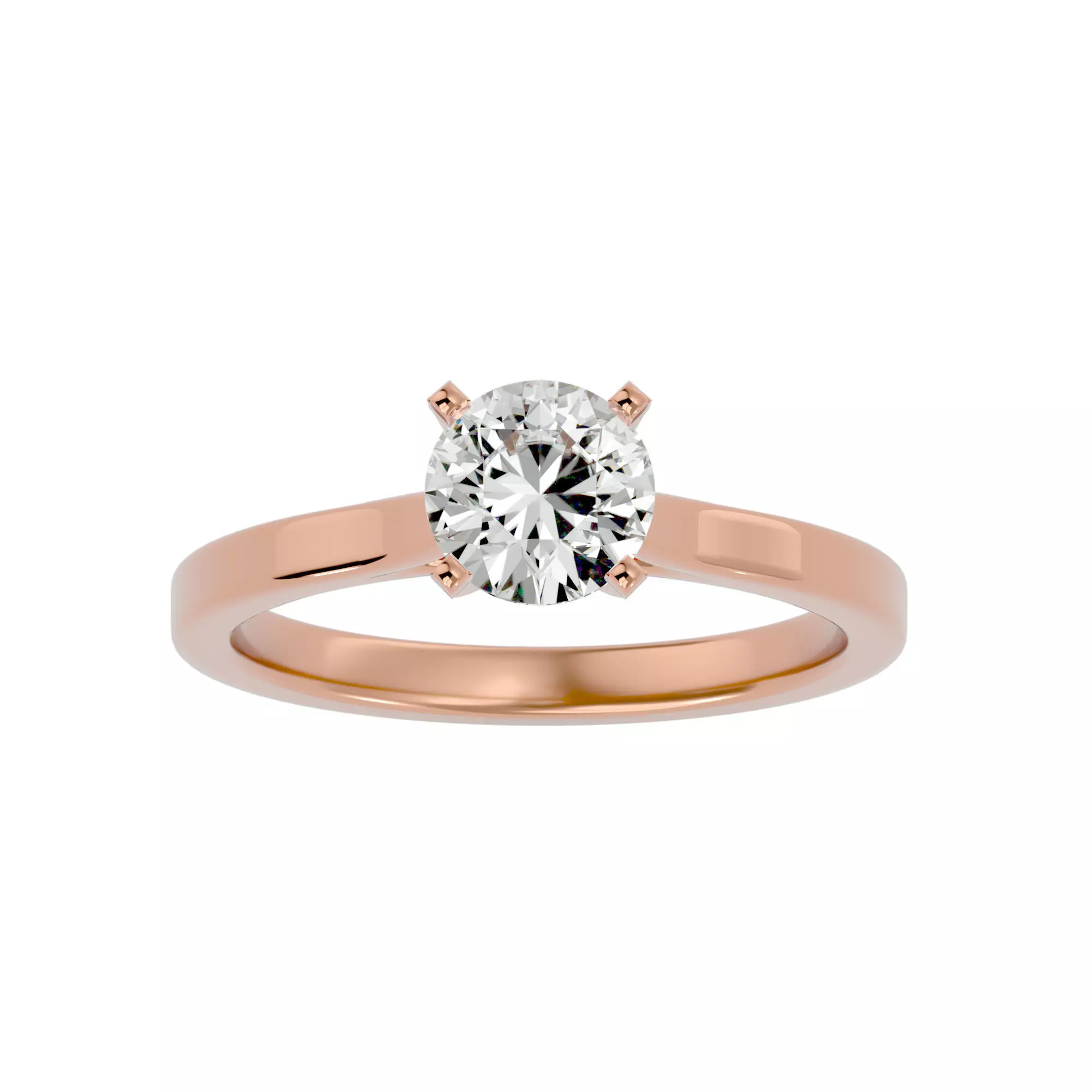 Single Round diamond Women solitaire ring with 360 View 3D print model_0
