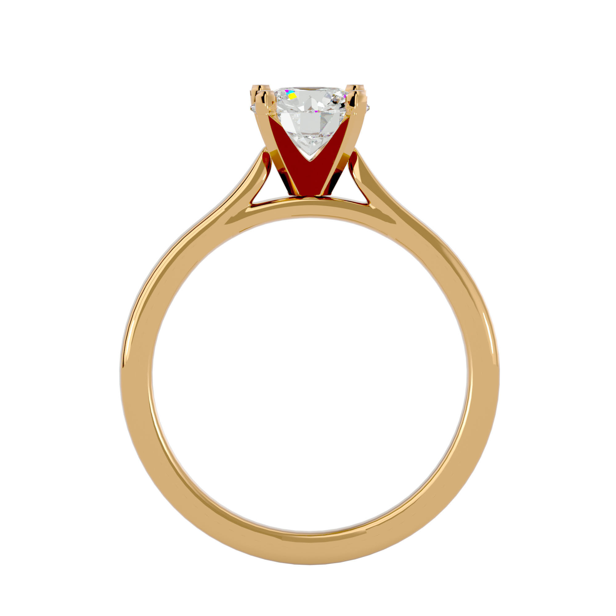 Single Round diamond Women solitaire ring with 360 View 3D print model_6