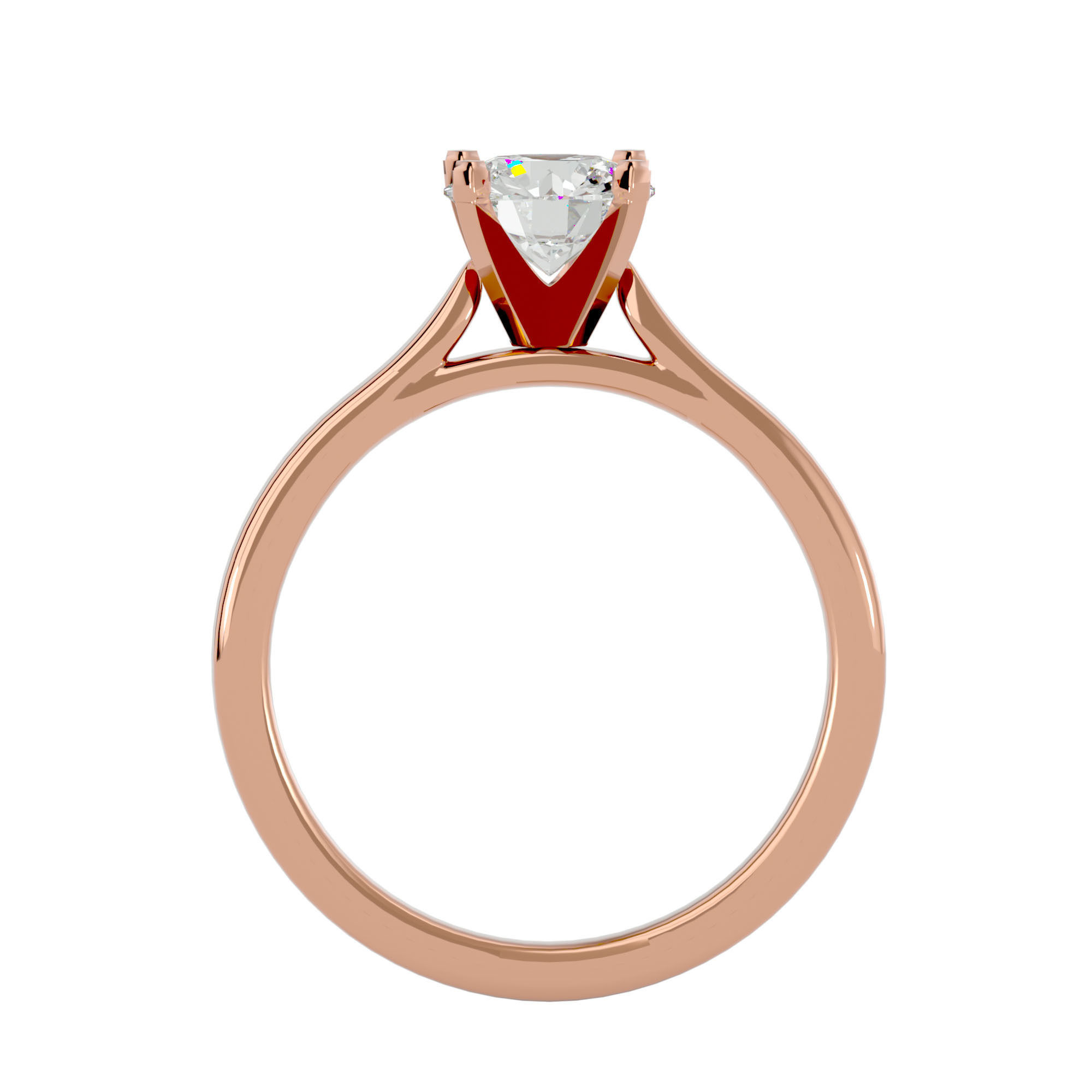 Single Round diamond Women solitaire ring with 360 View 3D print model_7