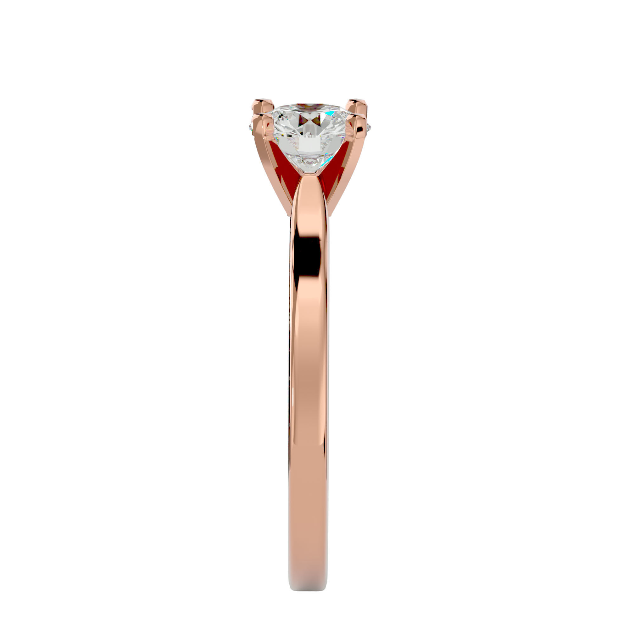 Single Round diamond Women solitaire ring with 360 View 3D print model_9