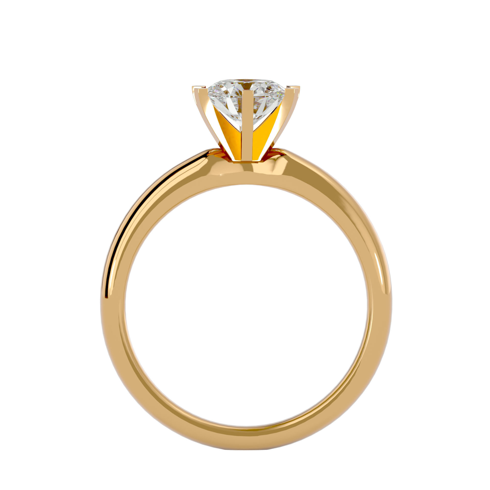Single Round diamond Women solitaire ring with 360 View 3D print model_5
