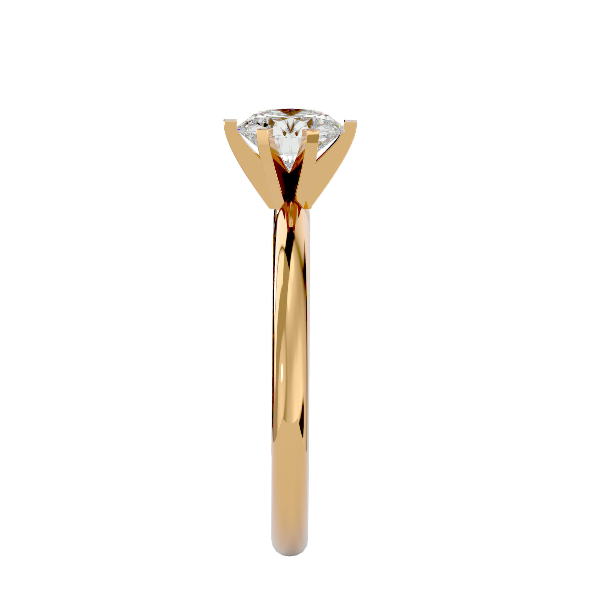 Single Round diamond Women solitaire ring with 360 View 3D print model_8