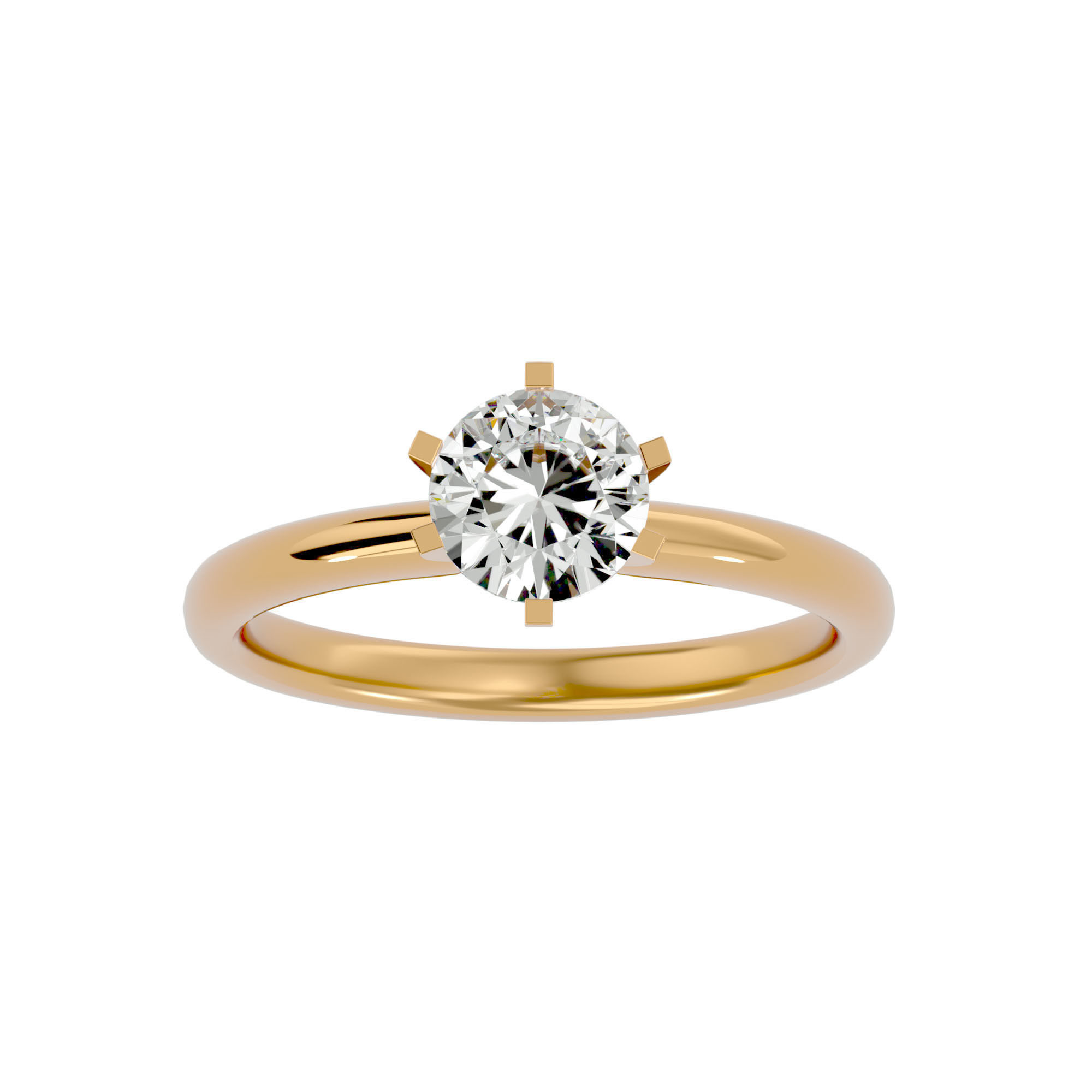 Single Round diamond Women solitaire ring with 360 View 3D print model_2
