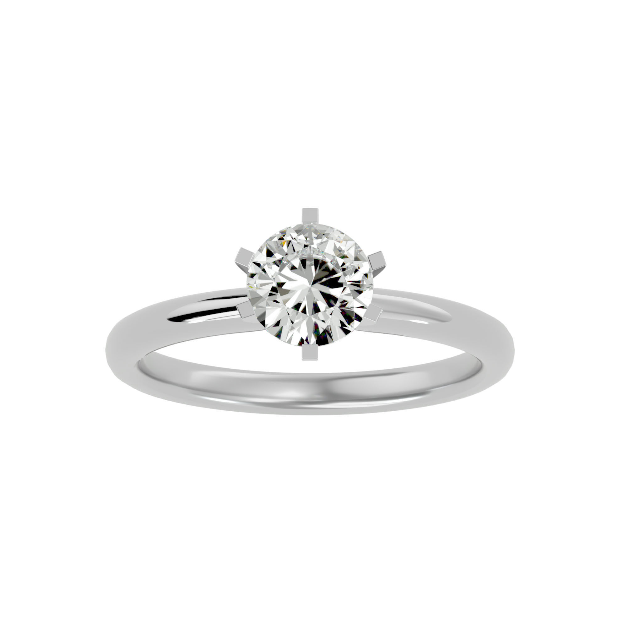 Single Round diamond Women solitaire ring with 360 View 3D print model_3