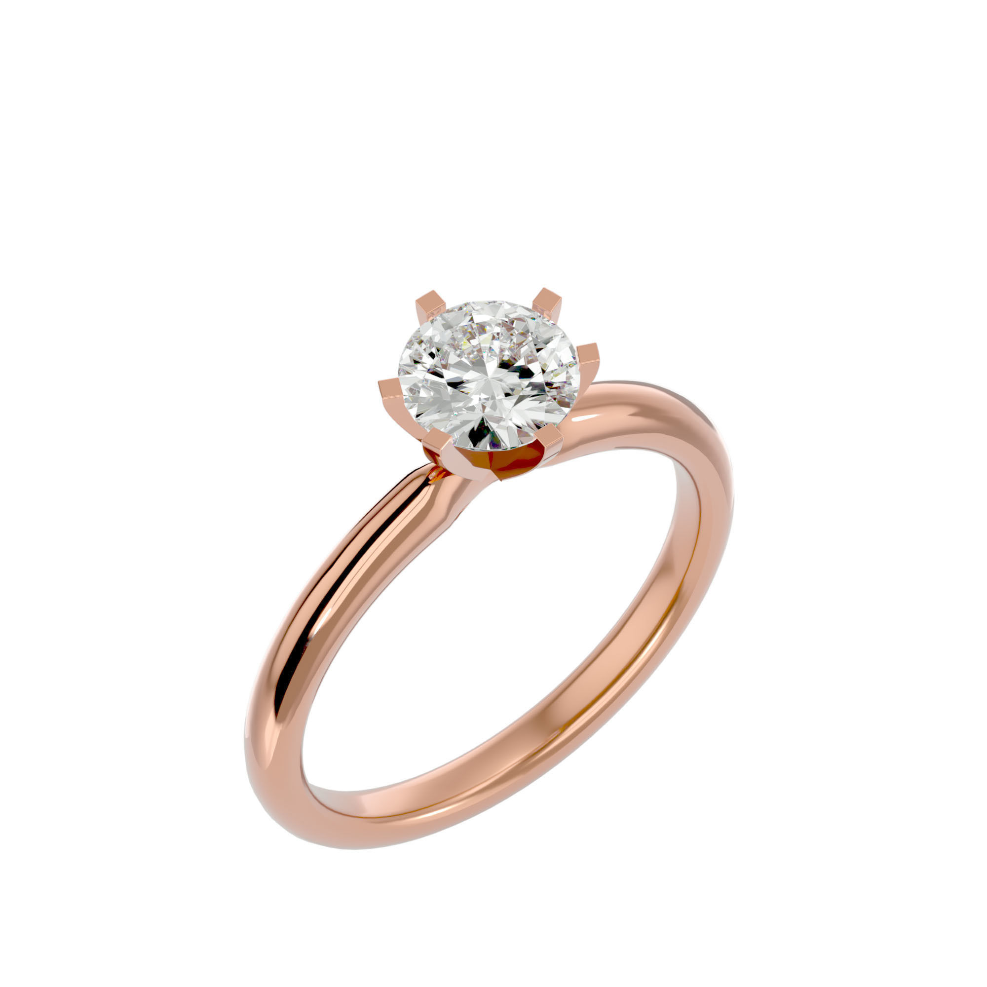 Single Round diamond Women solitaire ring with 360 View 3D print model_13