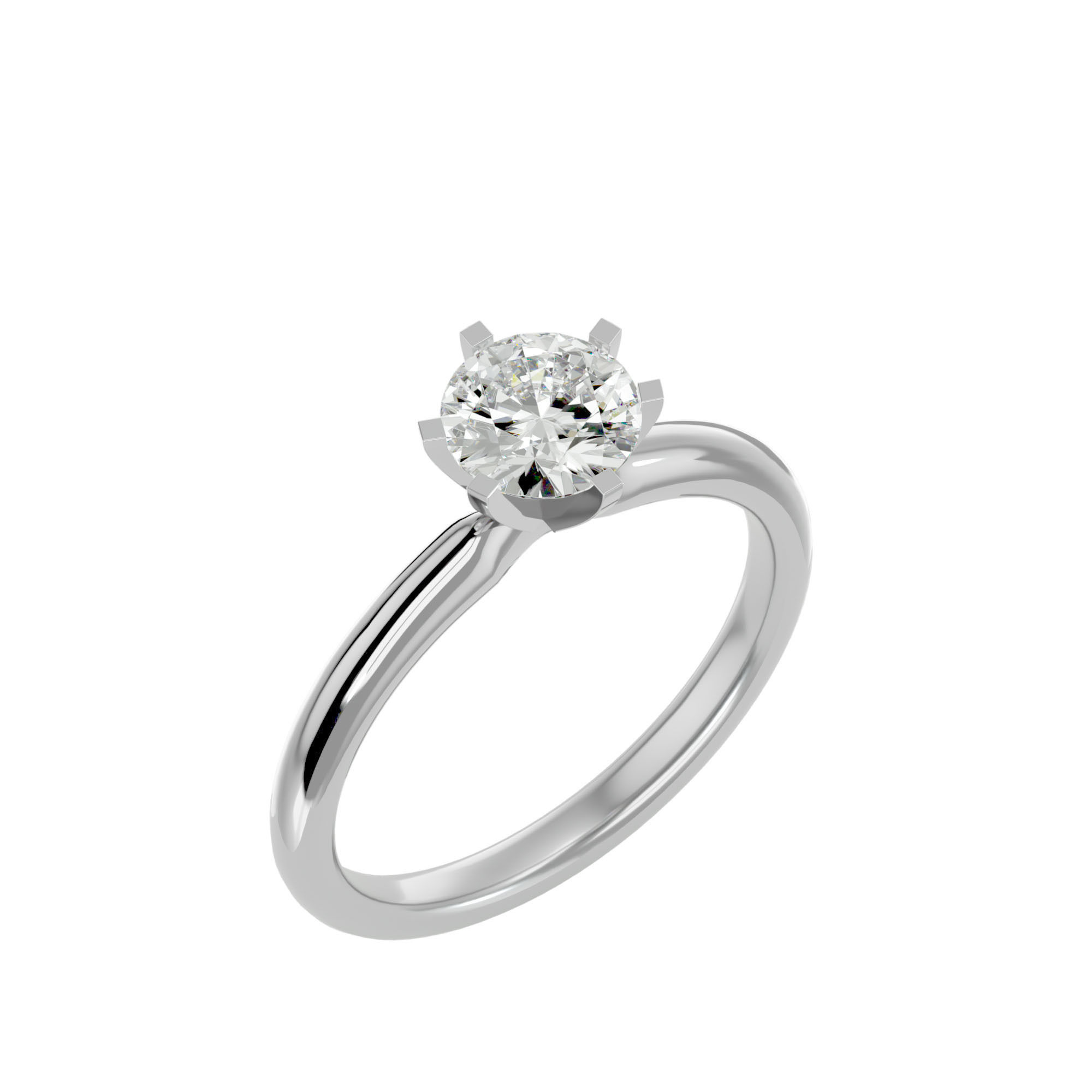 Single Round diamond Women solitaire ring with 360 View 3D print model_11
