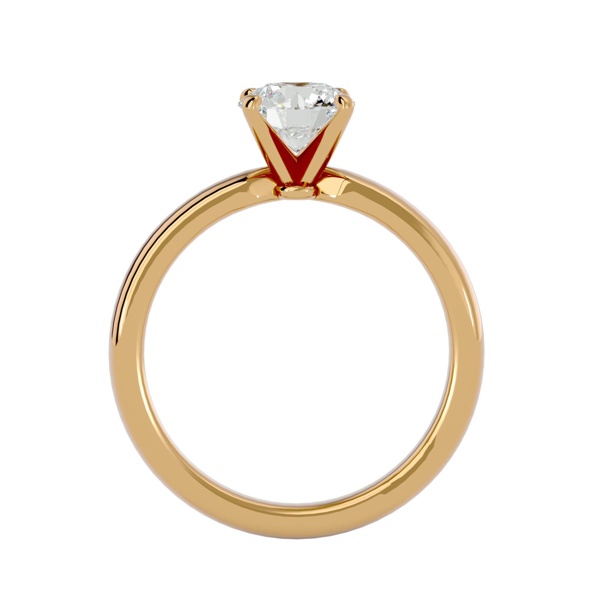 Single Round diamond Women solitaire ring with 360 View 3D print model_5